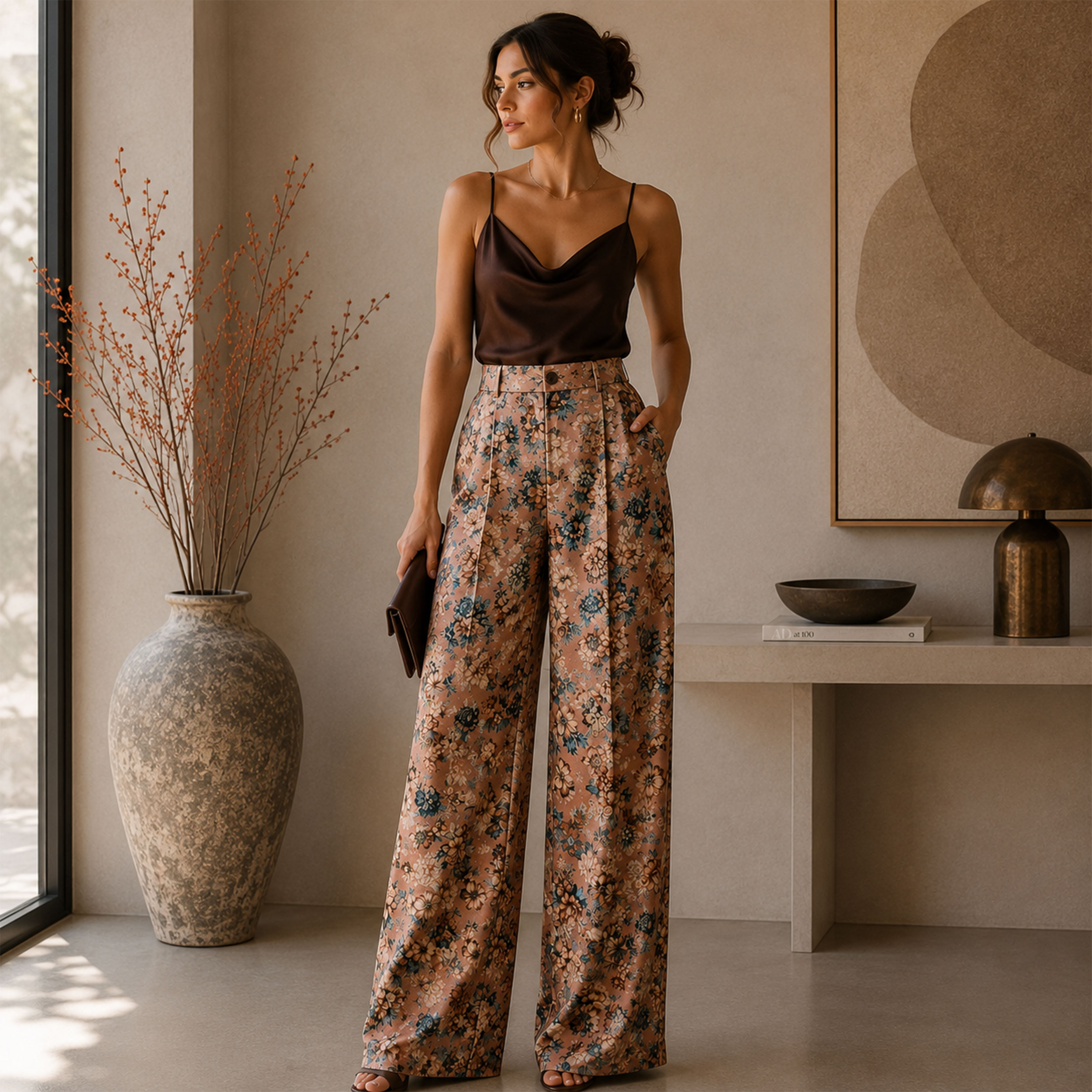 Vellutina Setata Moda Fiori Sfondo Cipria Image