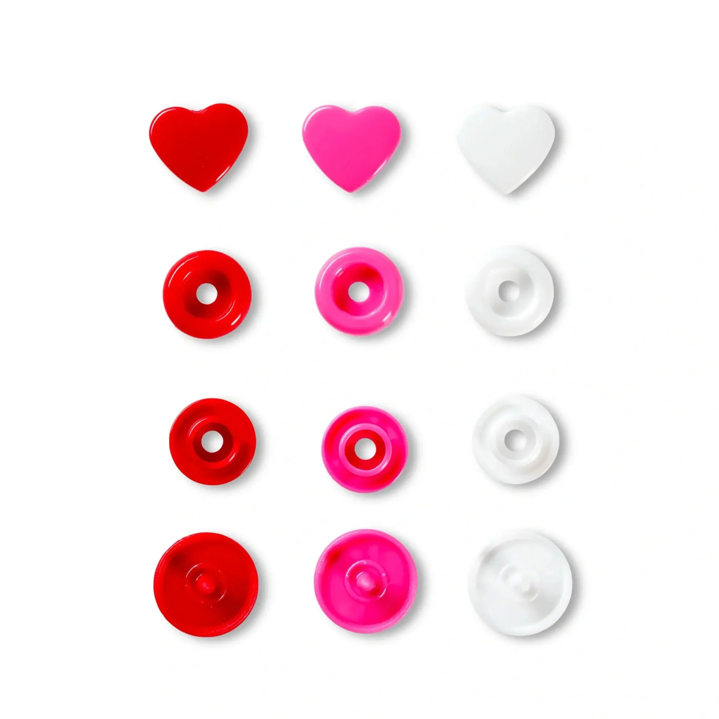 Bottoni a Pressione Color Snap Cuori Rosa Prym Love 12.4 mm
