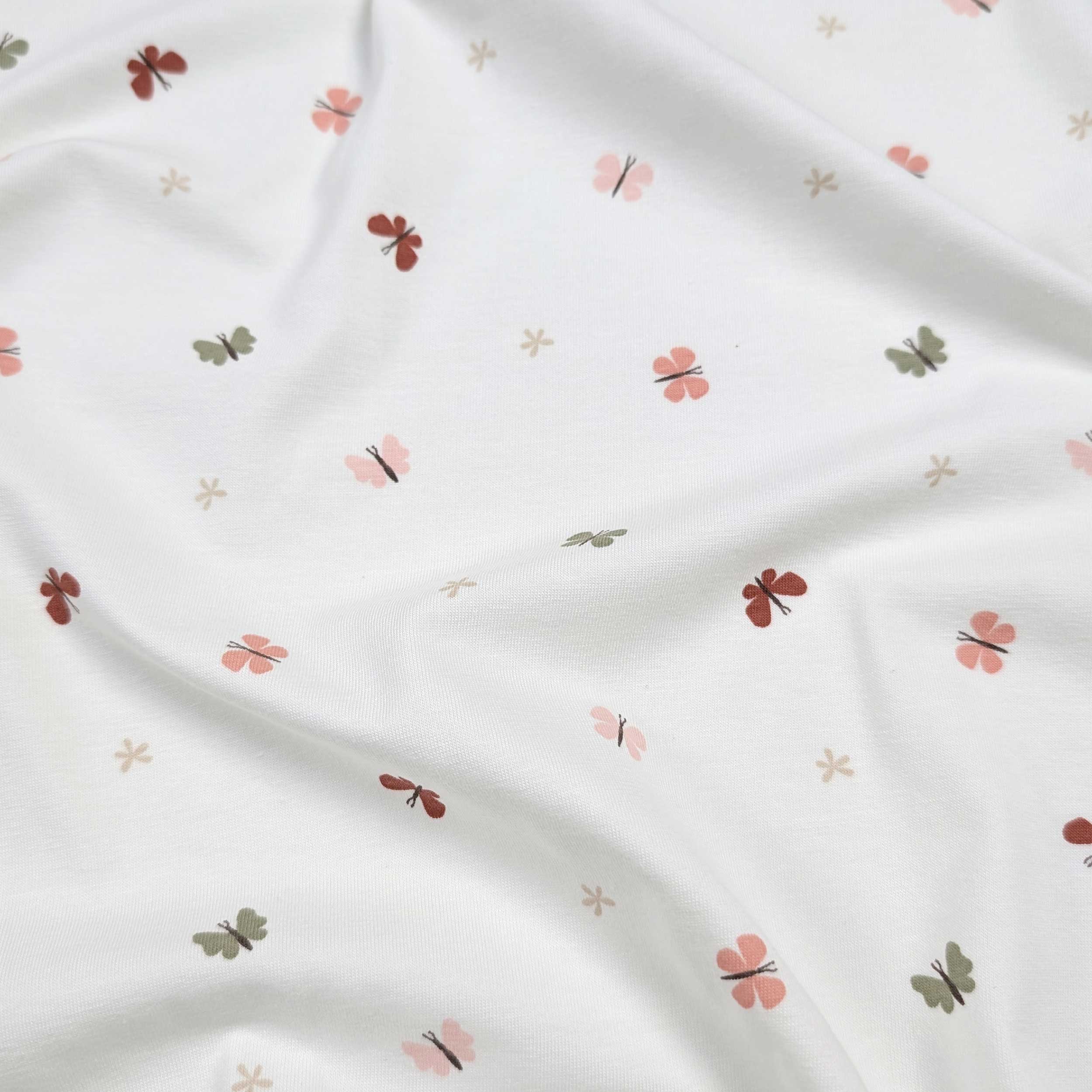 Jersey Cotone Bianco Piccole Farfalline Image