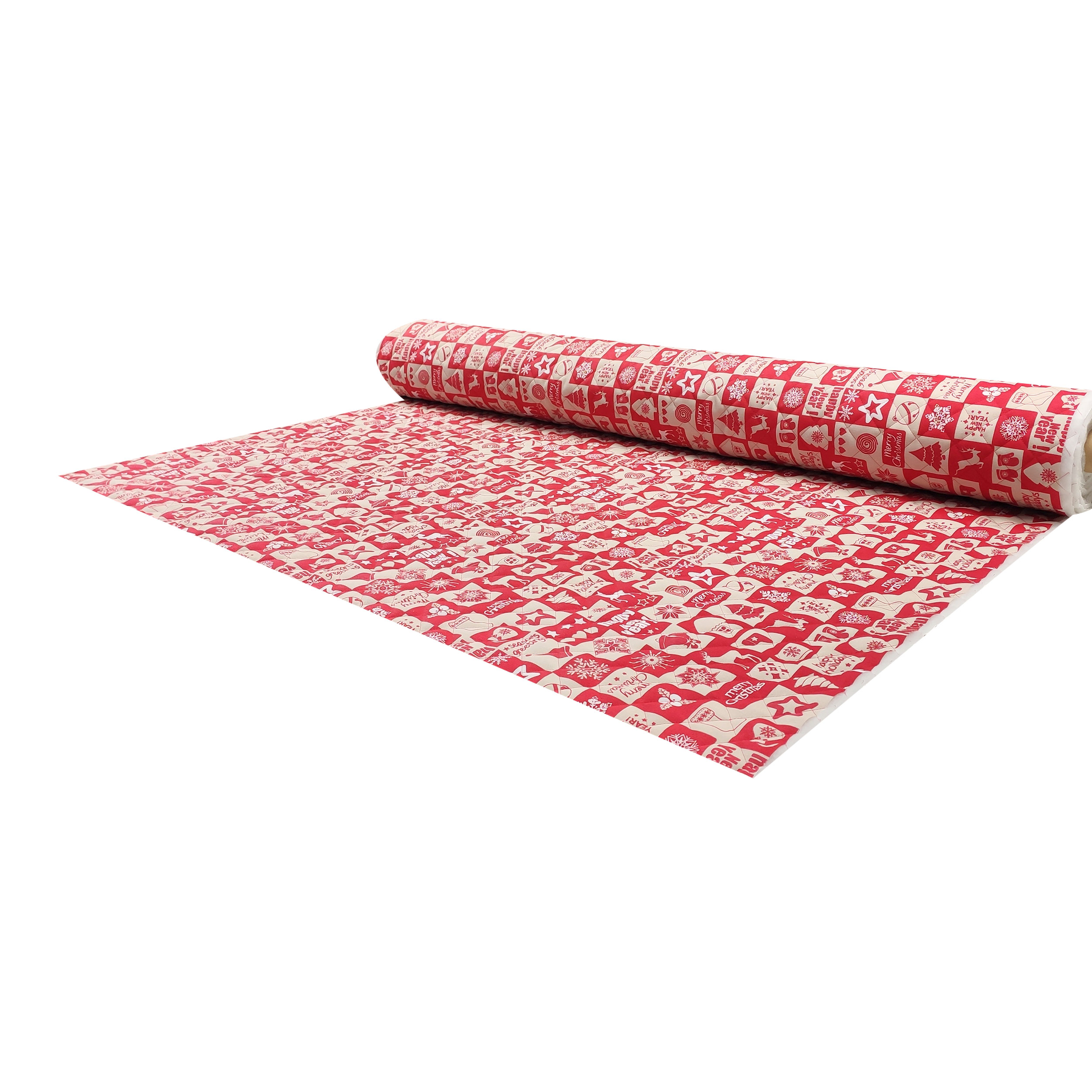 Tessuto Trapuntato Patchwork Natalizio Rosso