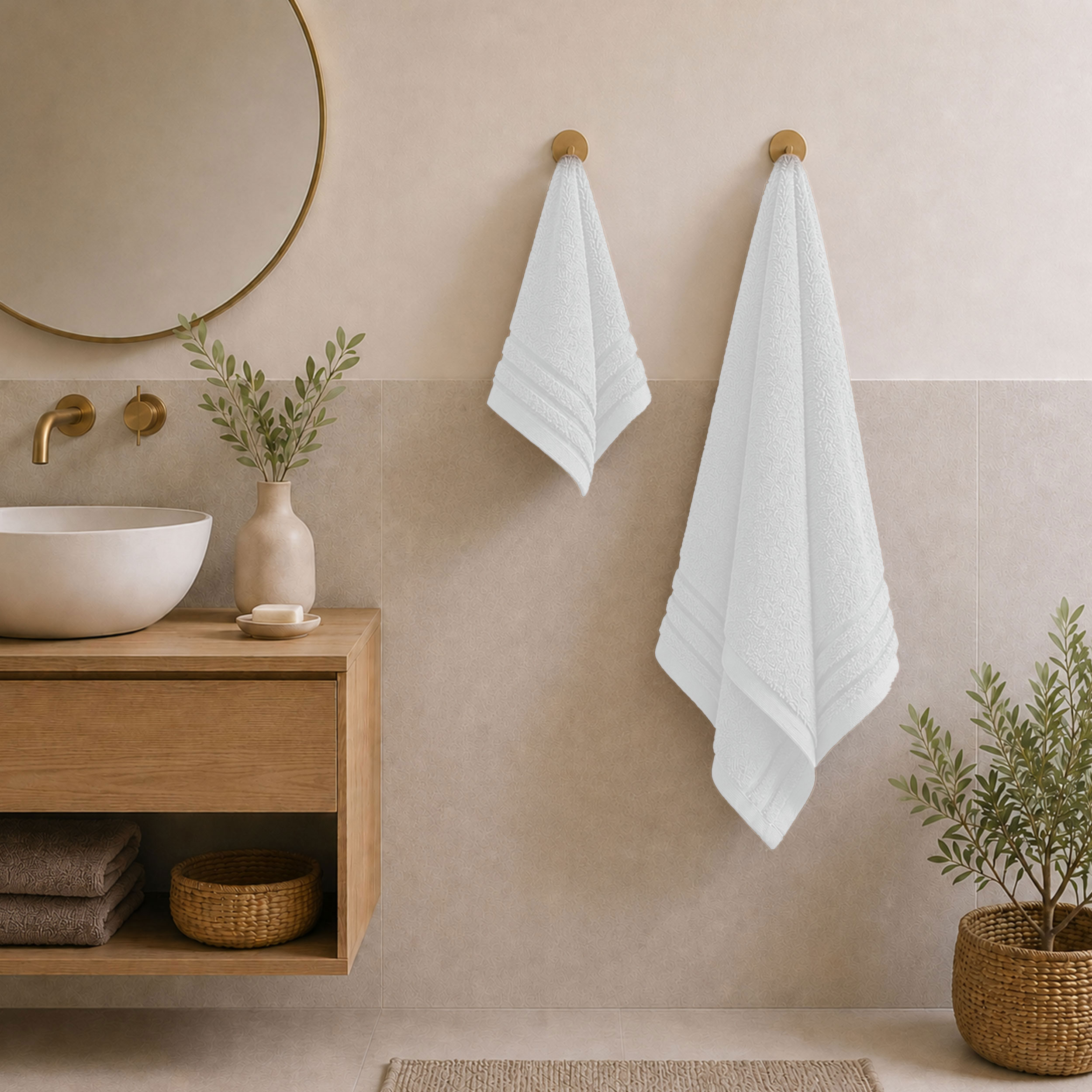 Set Asciugamani Bagno Viso e Ospite Bianco Image