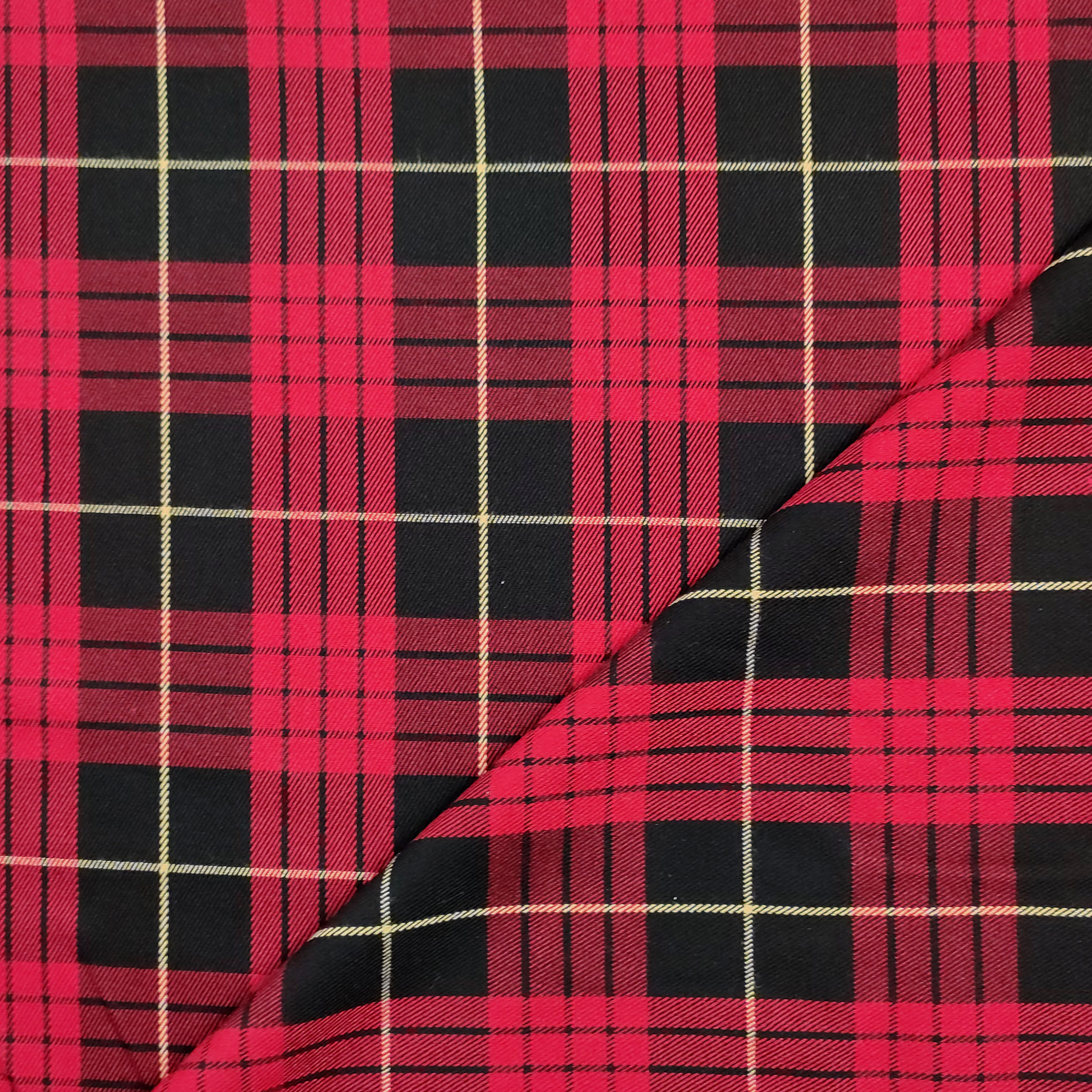 Tessuto Tartan Quadri Nero Rosso e Oro Image