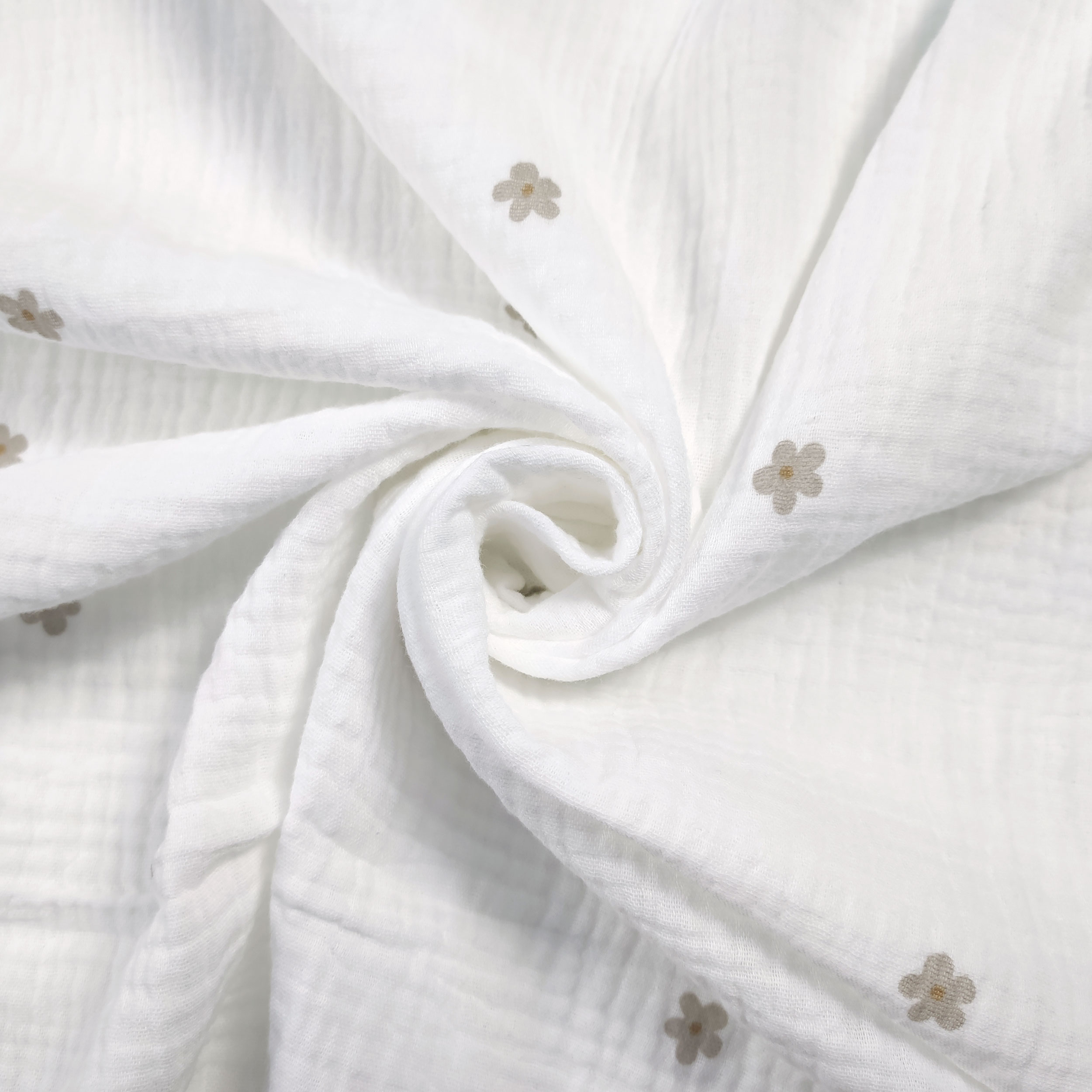 Mussola Cotone con Fiorellini Beige