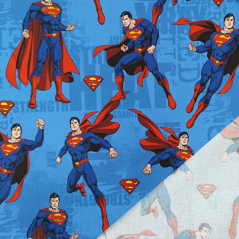 Tessuto Cotone Superman con Logo