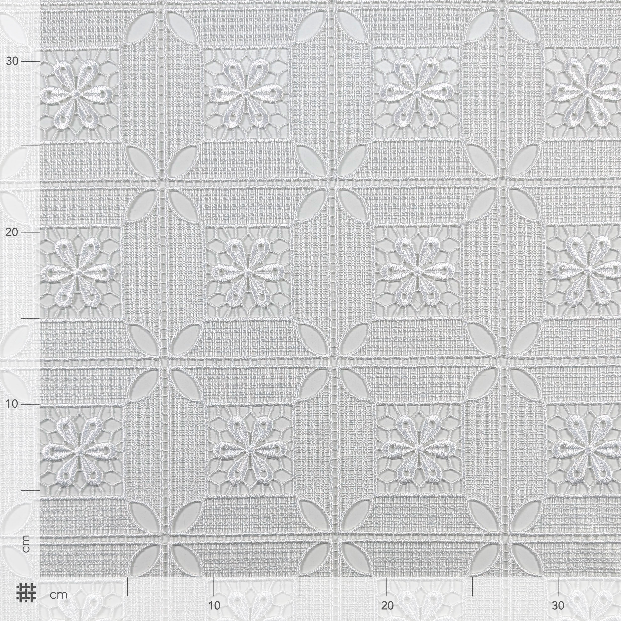 Tessuto Tendino Pizzo Modulare Fiori Bianco Image
