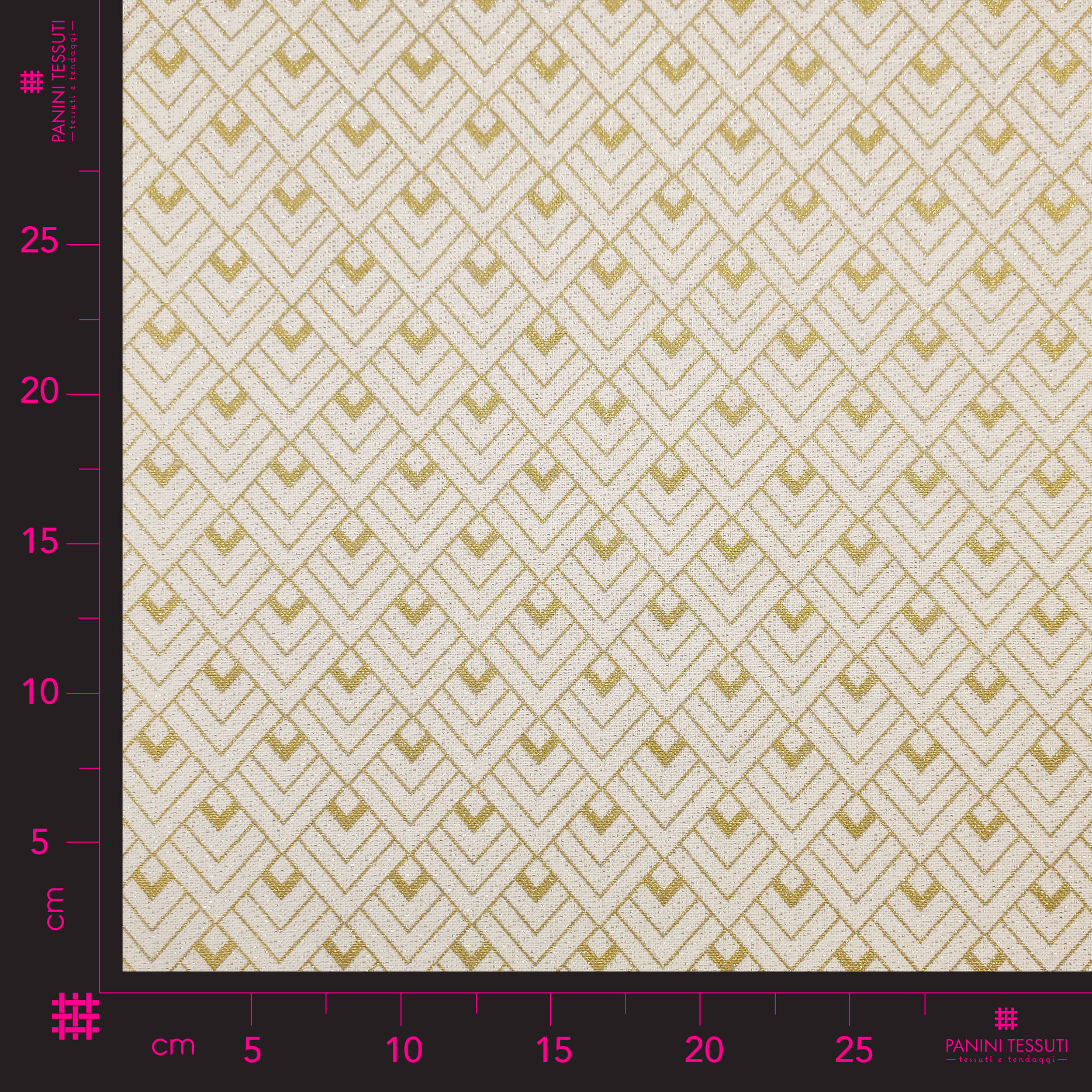 Tessuto Panama Geometria Oro Lurex