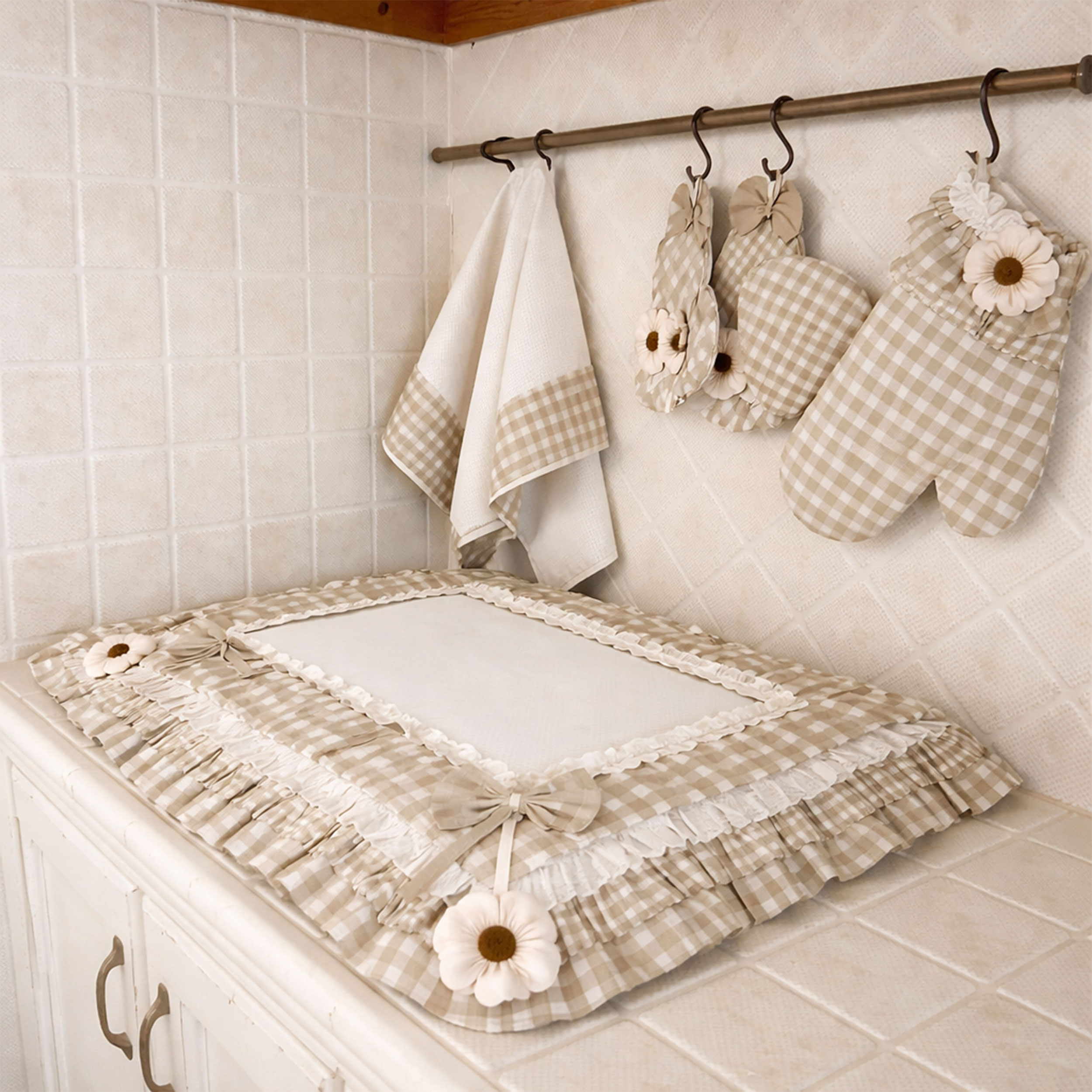 Cotone Lavato Tinto in Filo Quadretti Beige Image