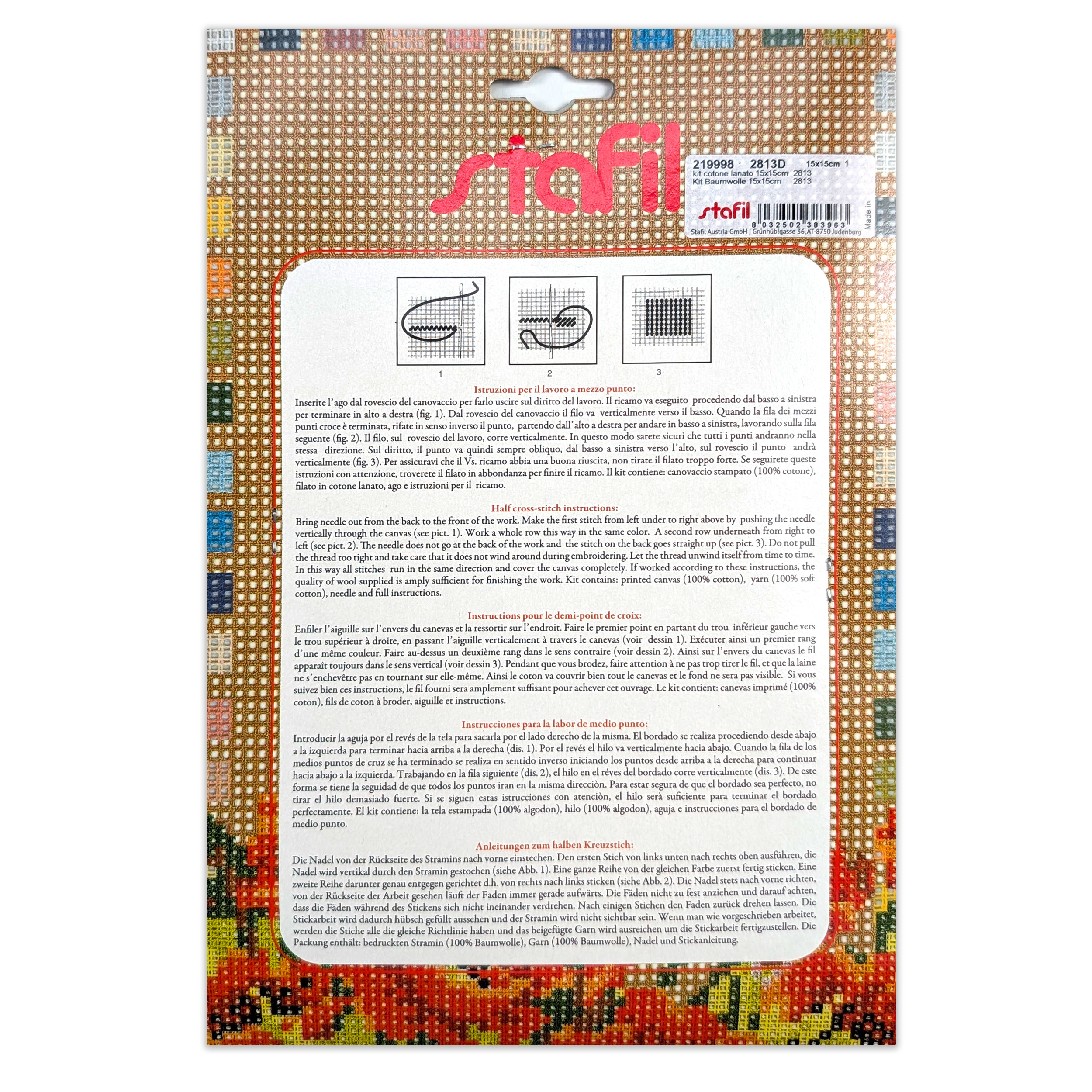 Set Mezzo Punto Croce "i Quadretti" Orso con Miele Image