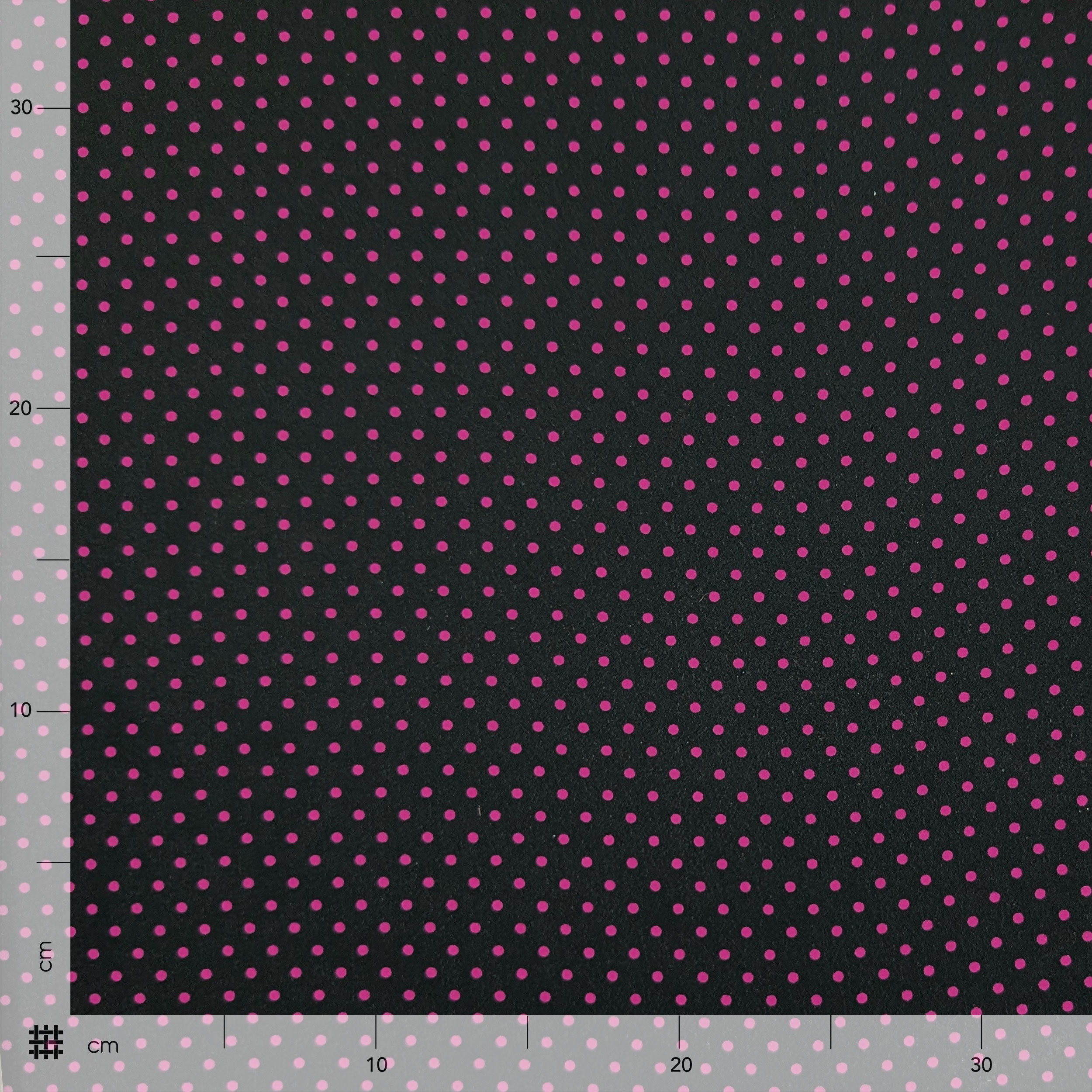 Georgette Nero con Pois Fuxia Image