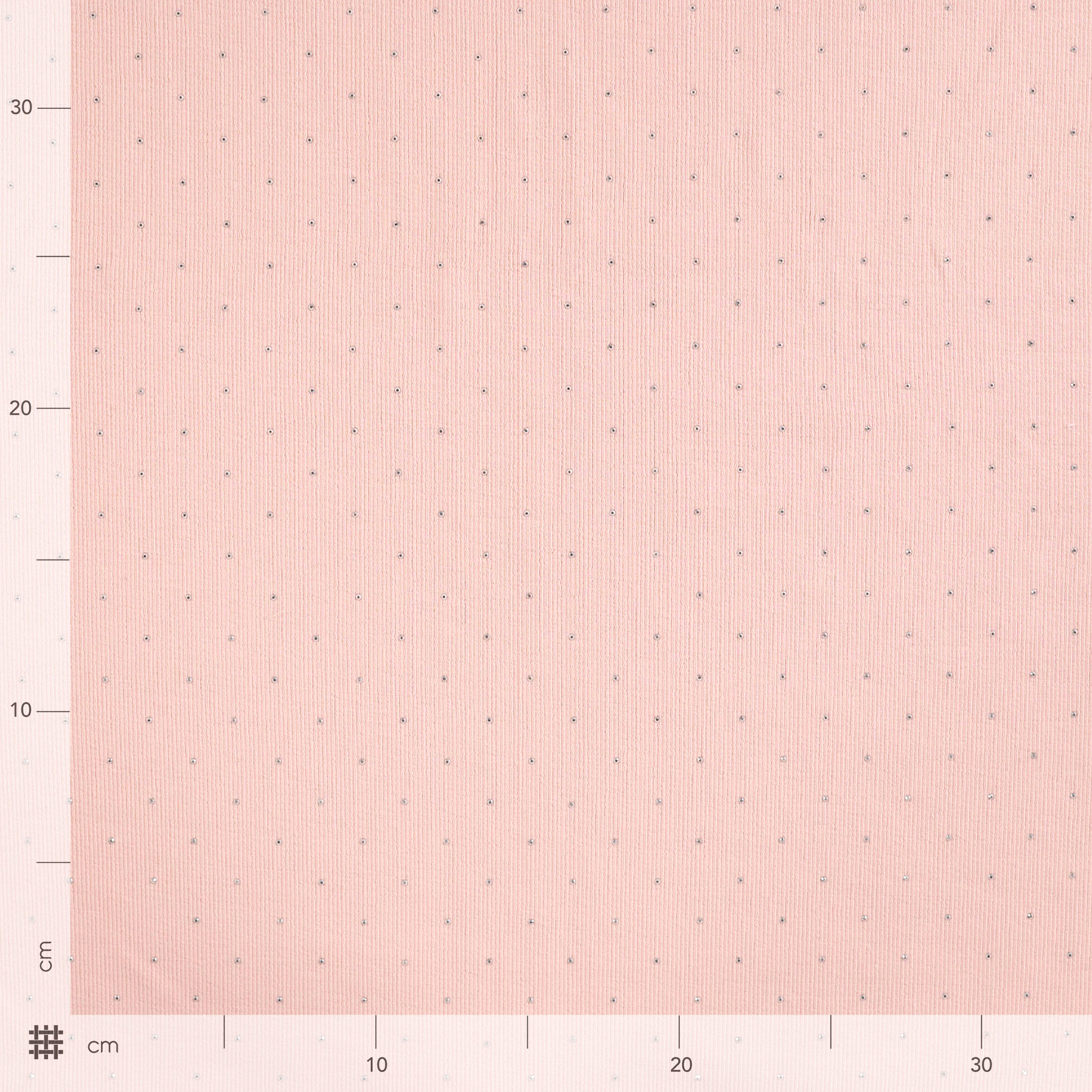 Jersey Cotone Costine Strass Rosa Image
