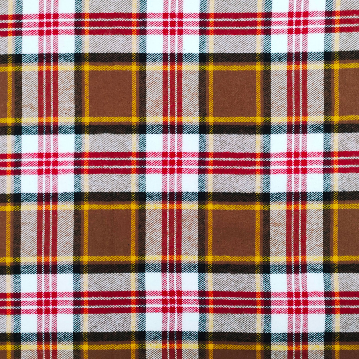 Tessuto Flanella Tartan Righe Color Mattone e Giallo