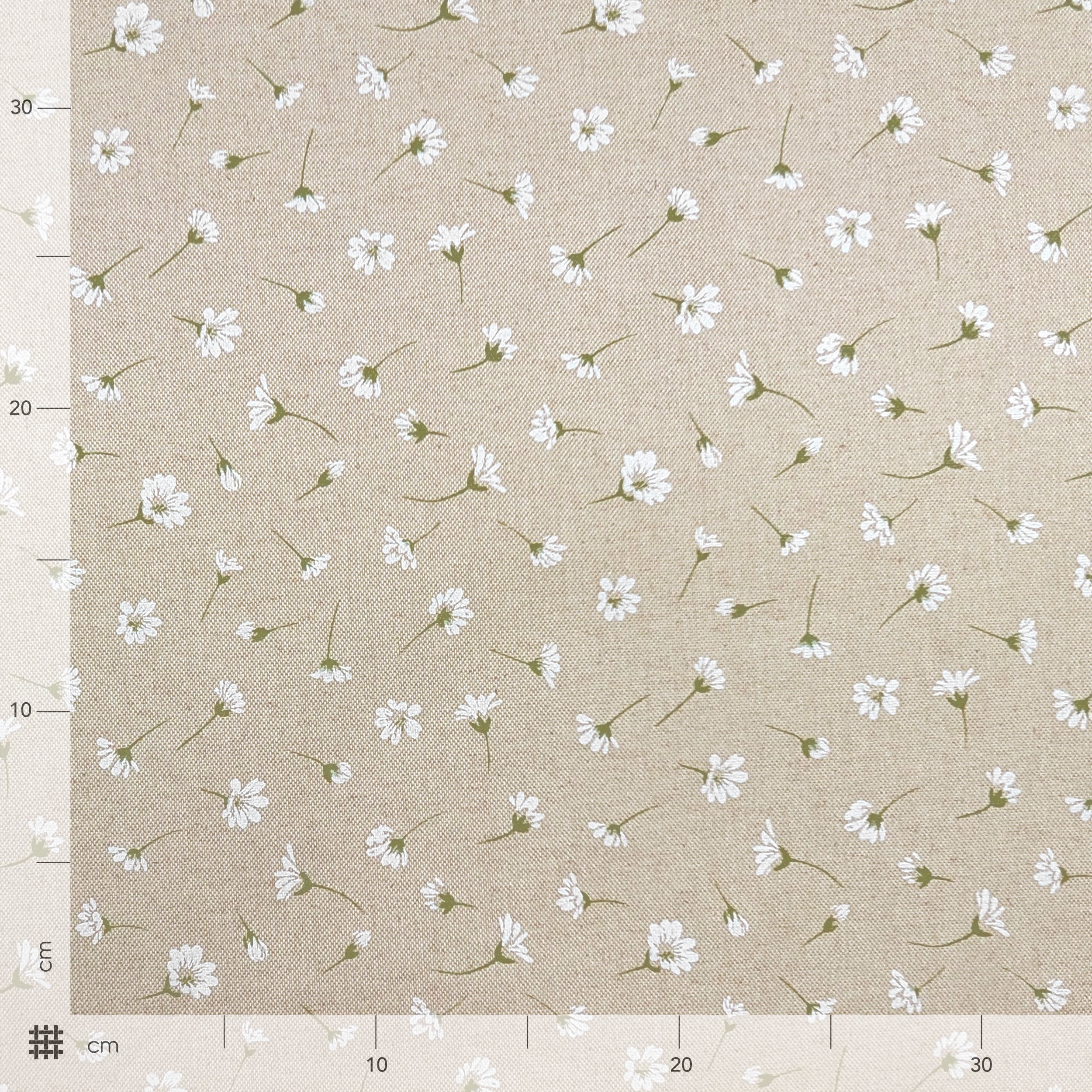 Tessuto per Tovaglia Resinata Fiori Bianchi Image