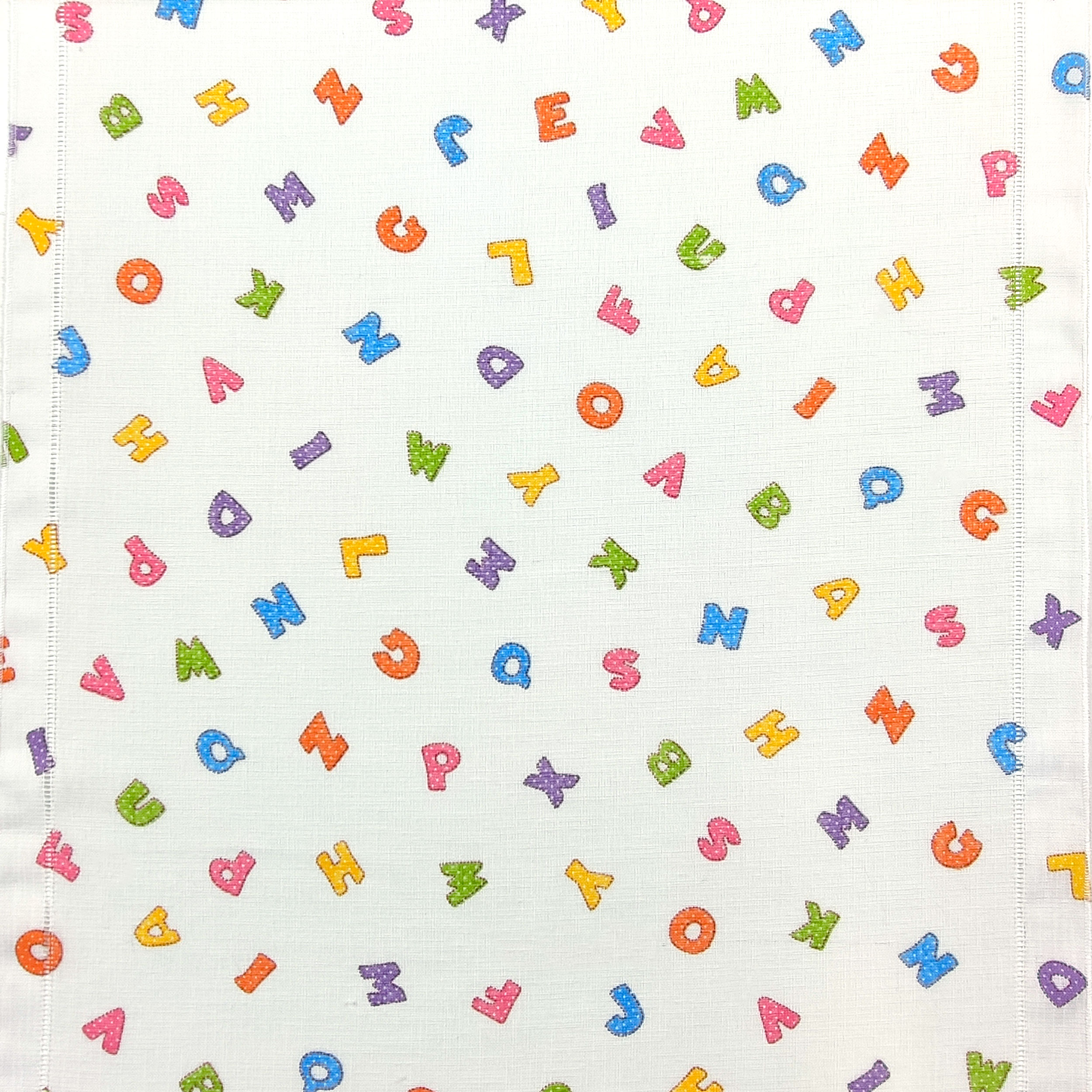 Tessuto Tendino Fantasia Letterine Colorate