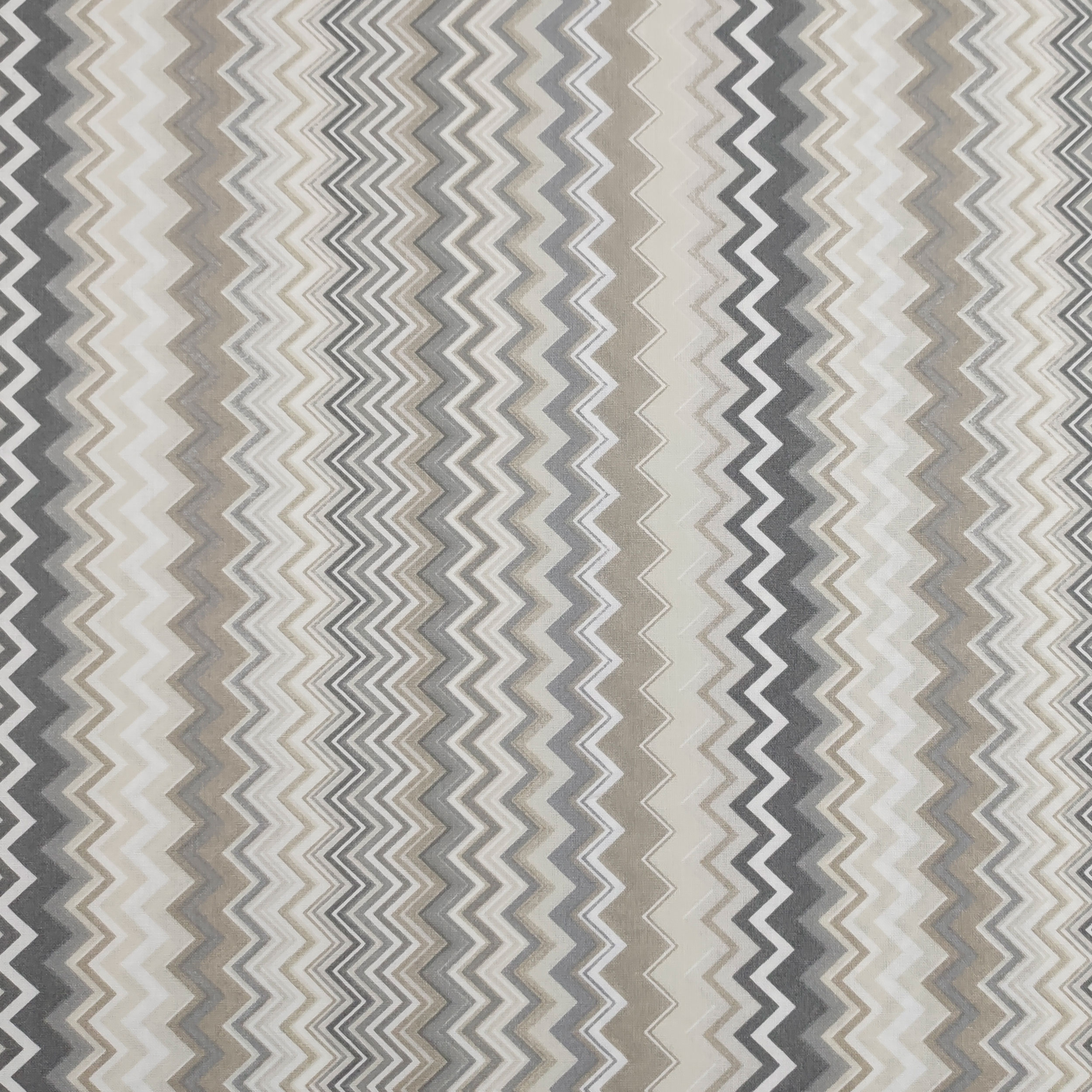 Tessuto Cotone Zig Zag Multicolor Beige