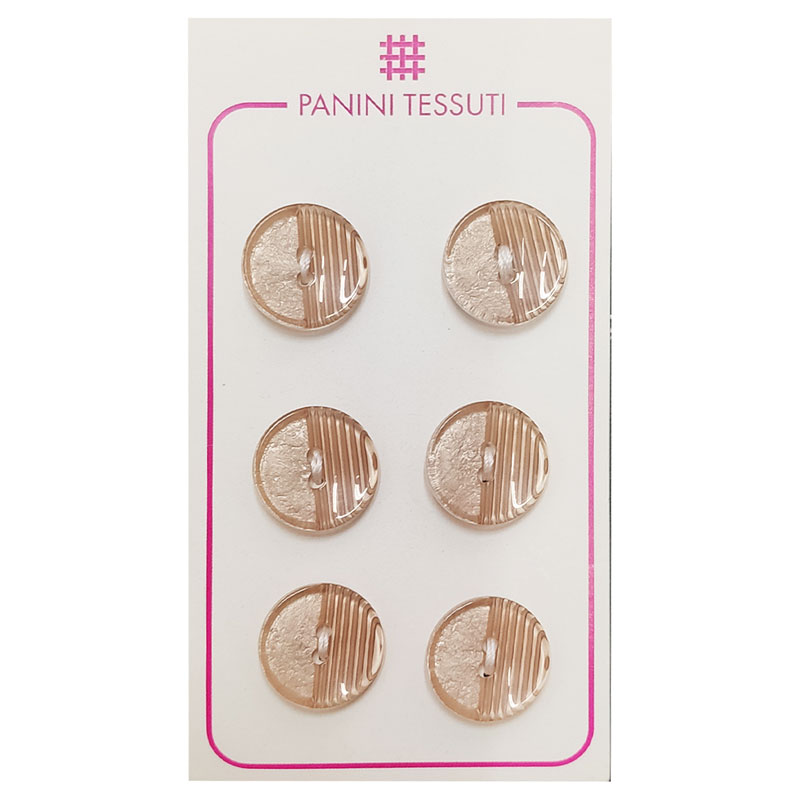 Bottoni Doppia Fantasia Colore Rosa 6 Pezzi - Lin 24