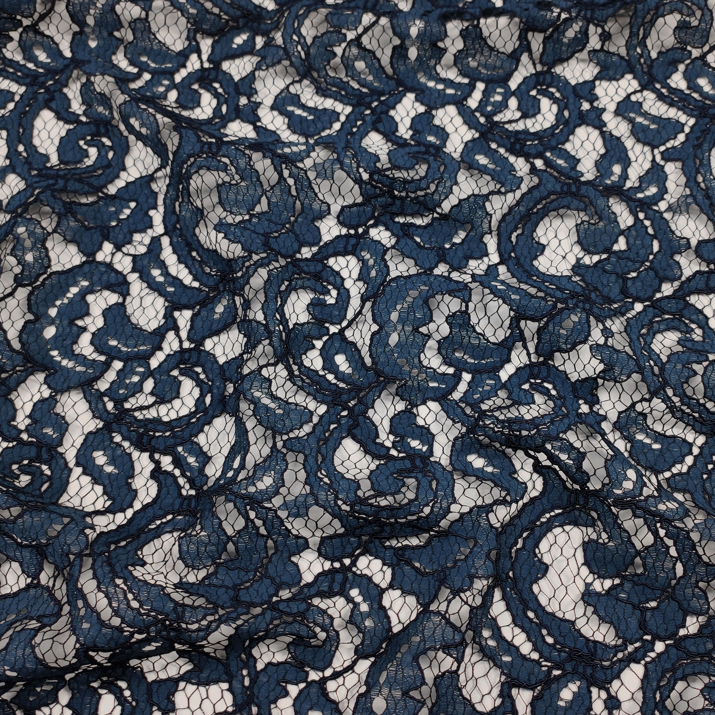 Tessuto Pizzo Misto Cotone Blu