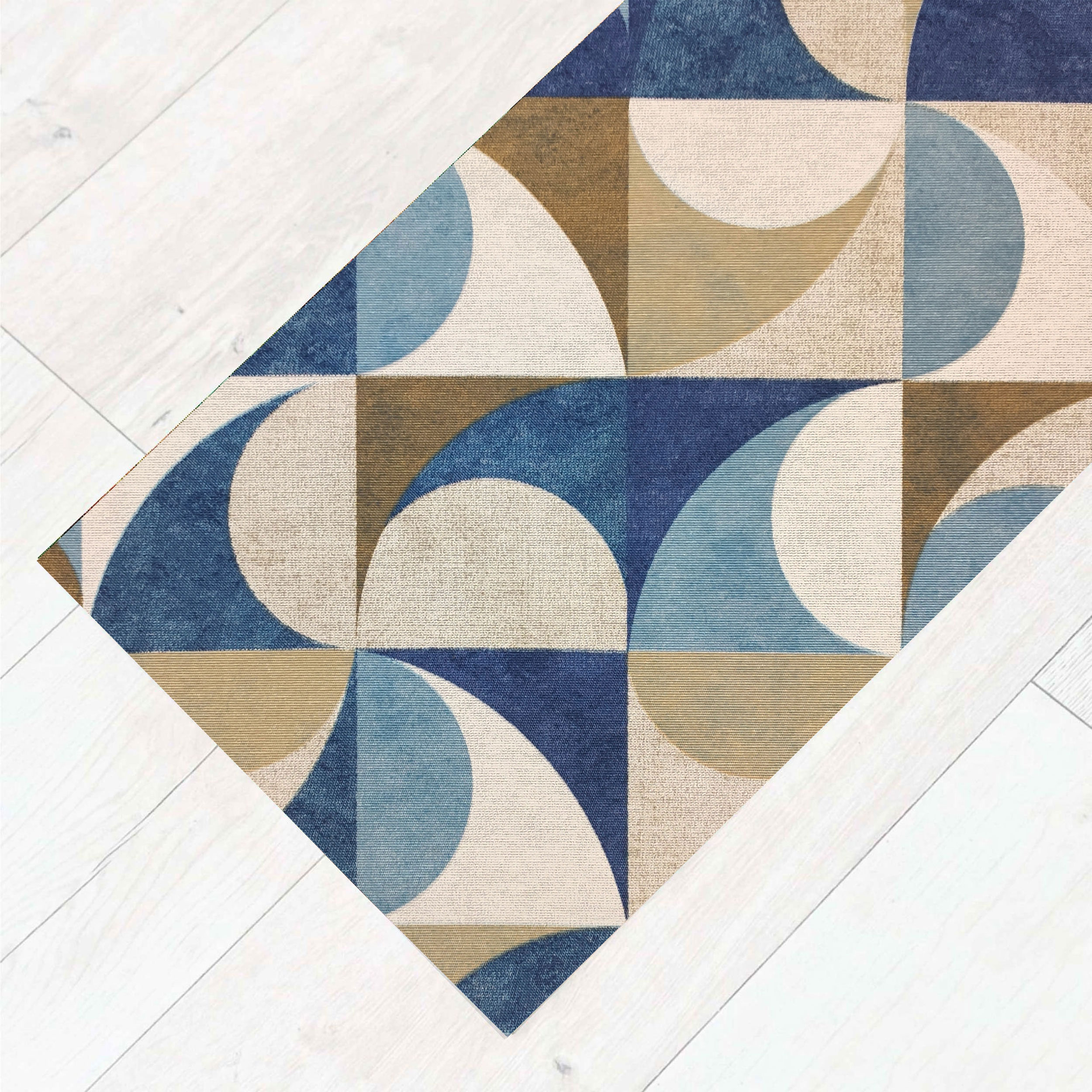 Passatoia da Cucina Geometrica Azzurra e Beige