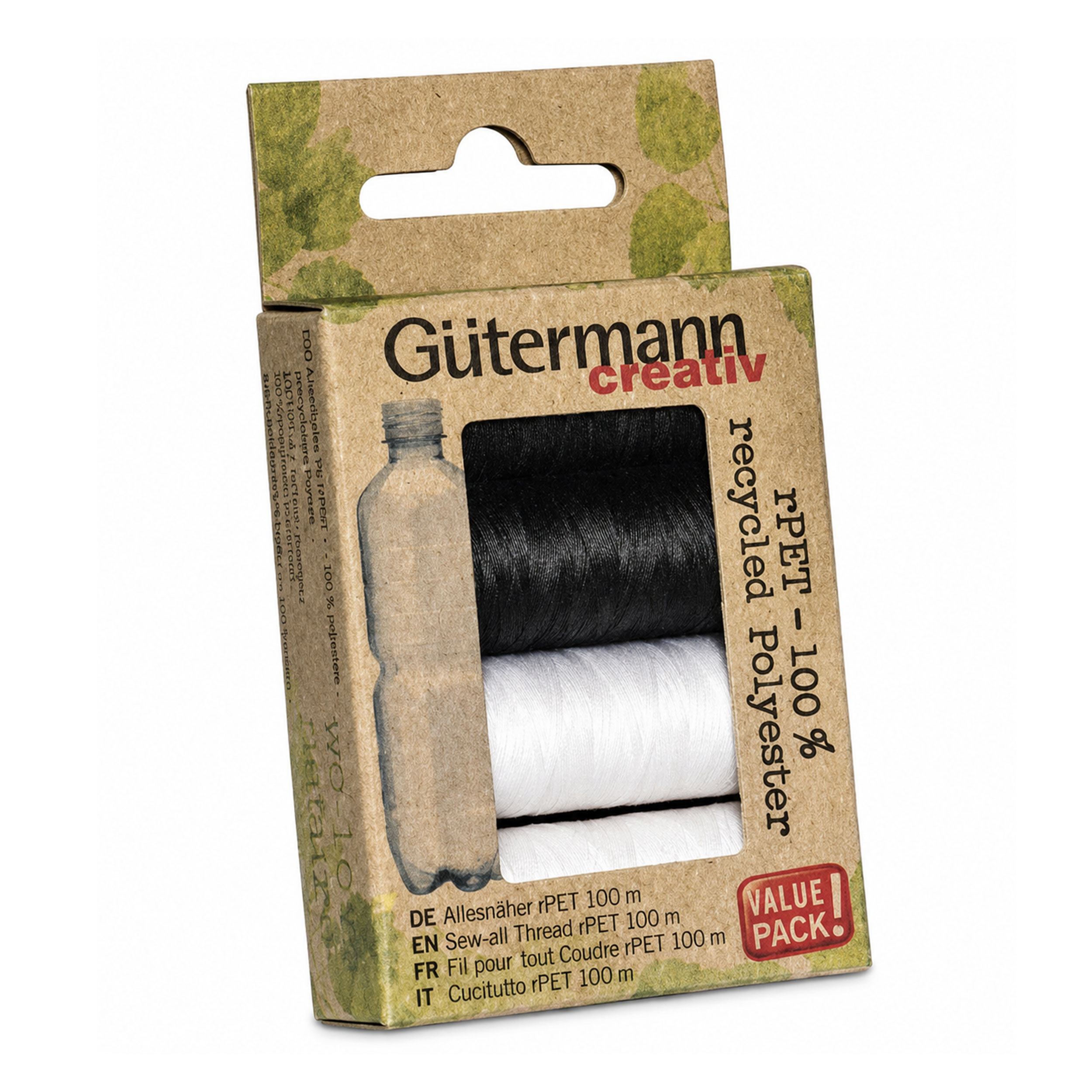 Gutermann Creative Cucitutto rPET 4 Bobine Bianco e Nero Image