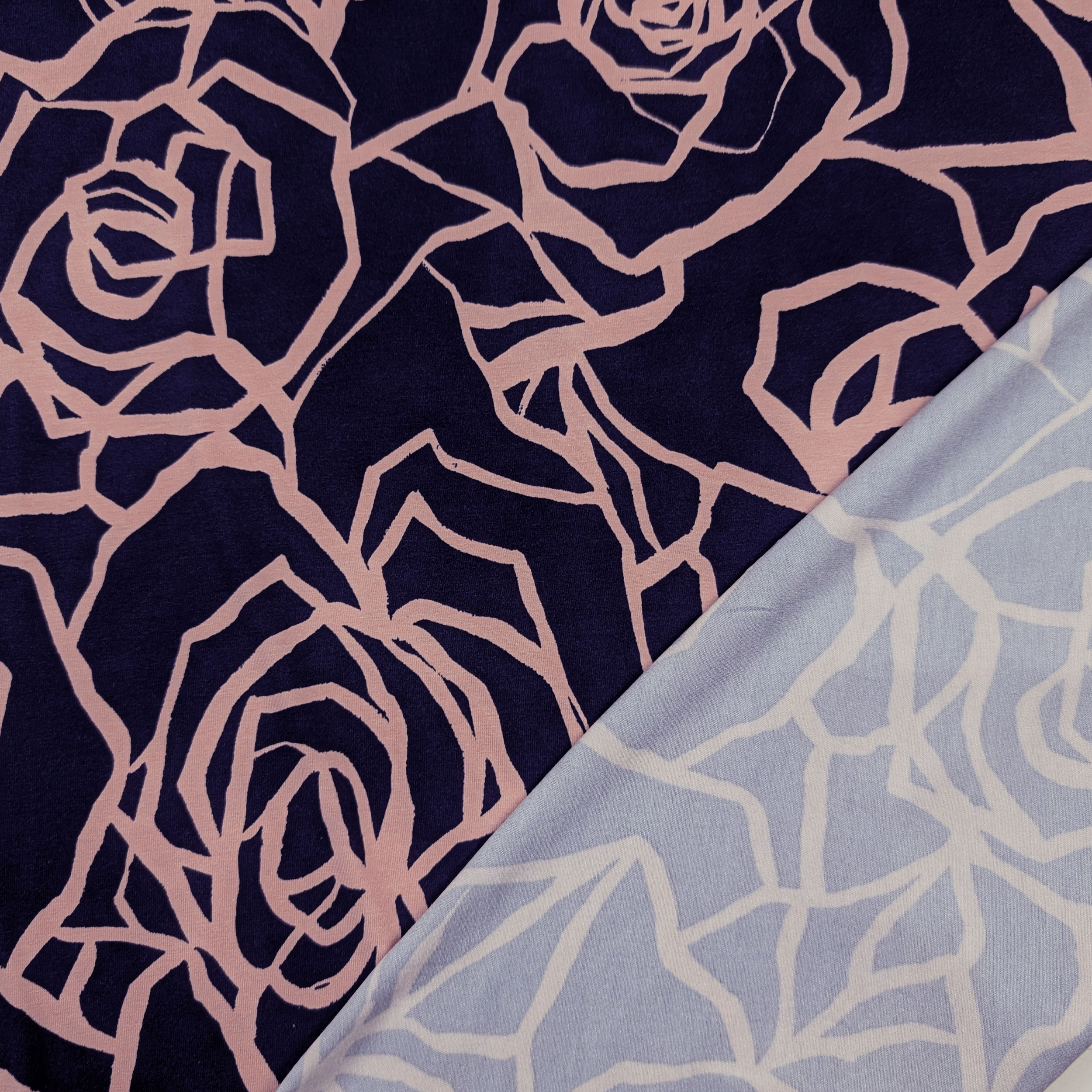 Jersey Viscosa Blu Rose Grandi Image