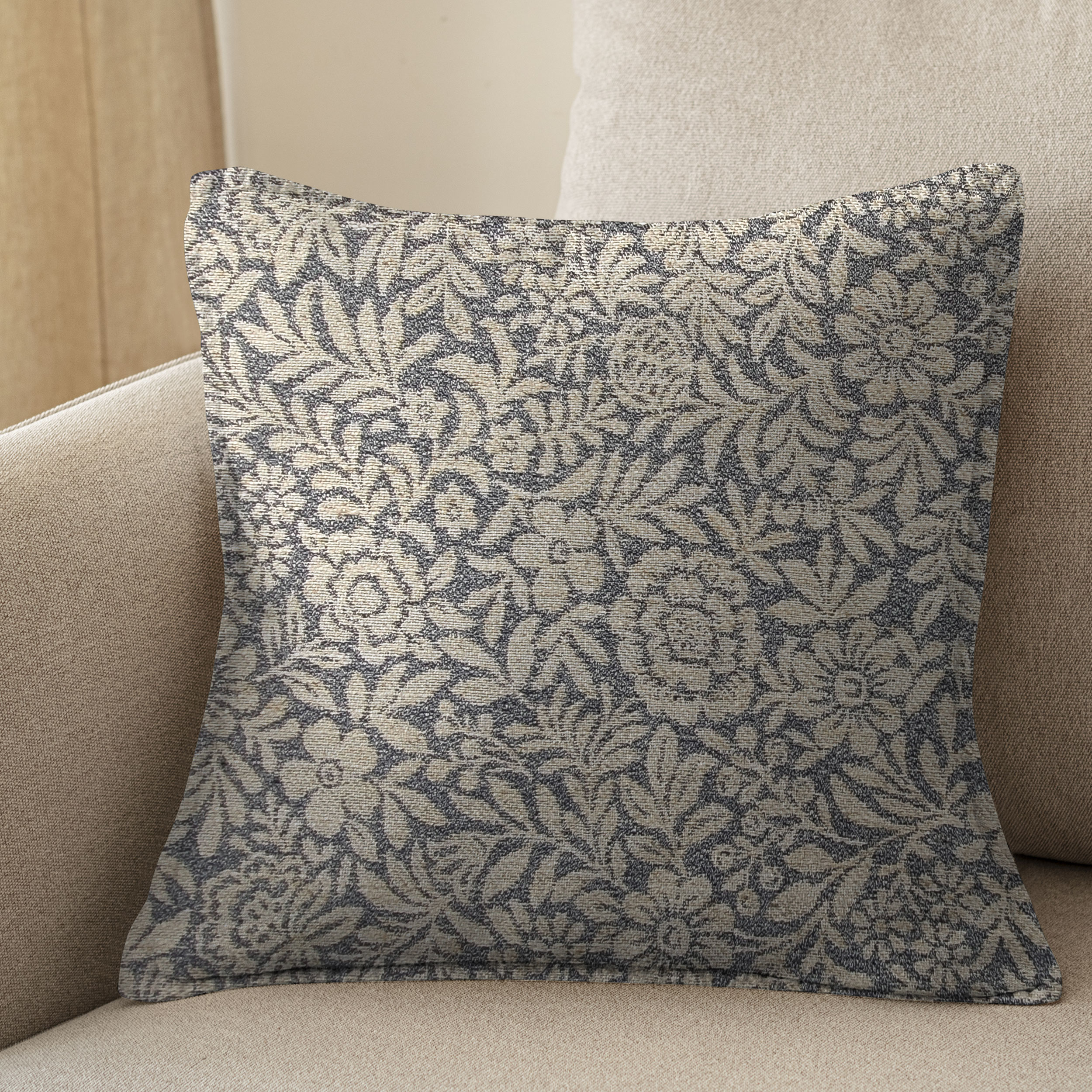 Tessuto Jacquard Fiori Chiari Sfondo Grigio