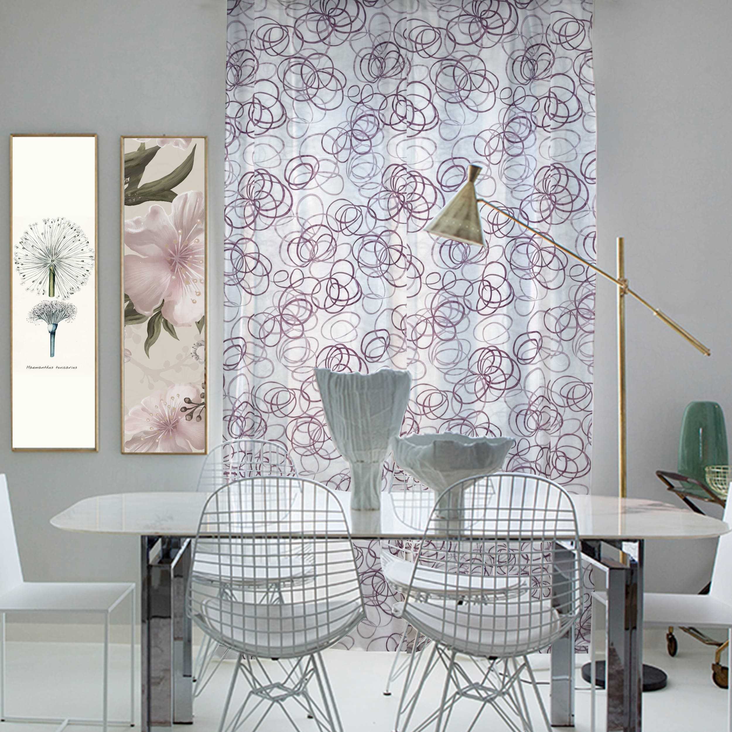 Scampolo Tenda Devorè Cerchi Viola 200x320 cm Image