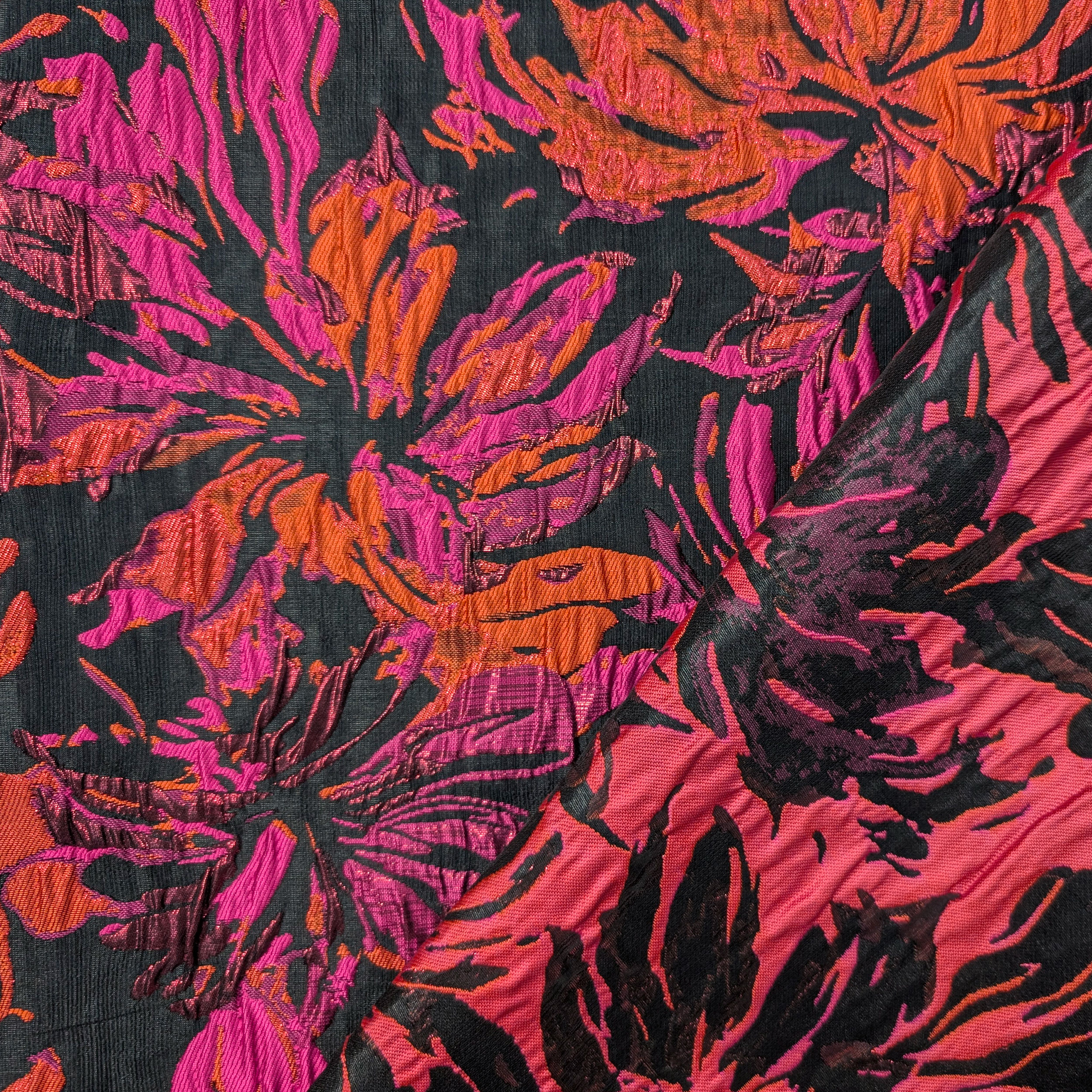 Broccato Moda Fantasia Floreale Fuxia Lurex Image