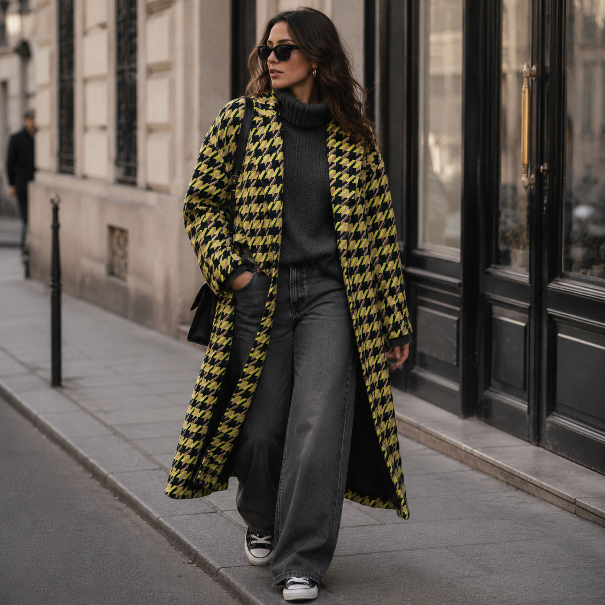 Cappotto Pied De Poule Verde Image