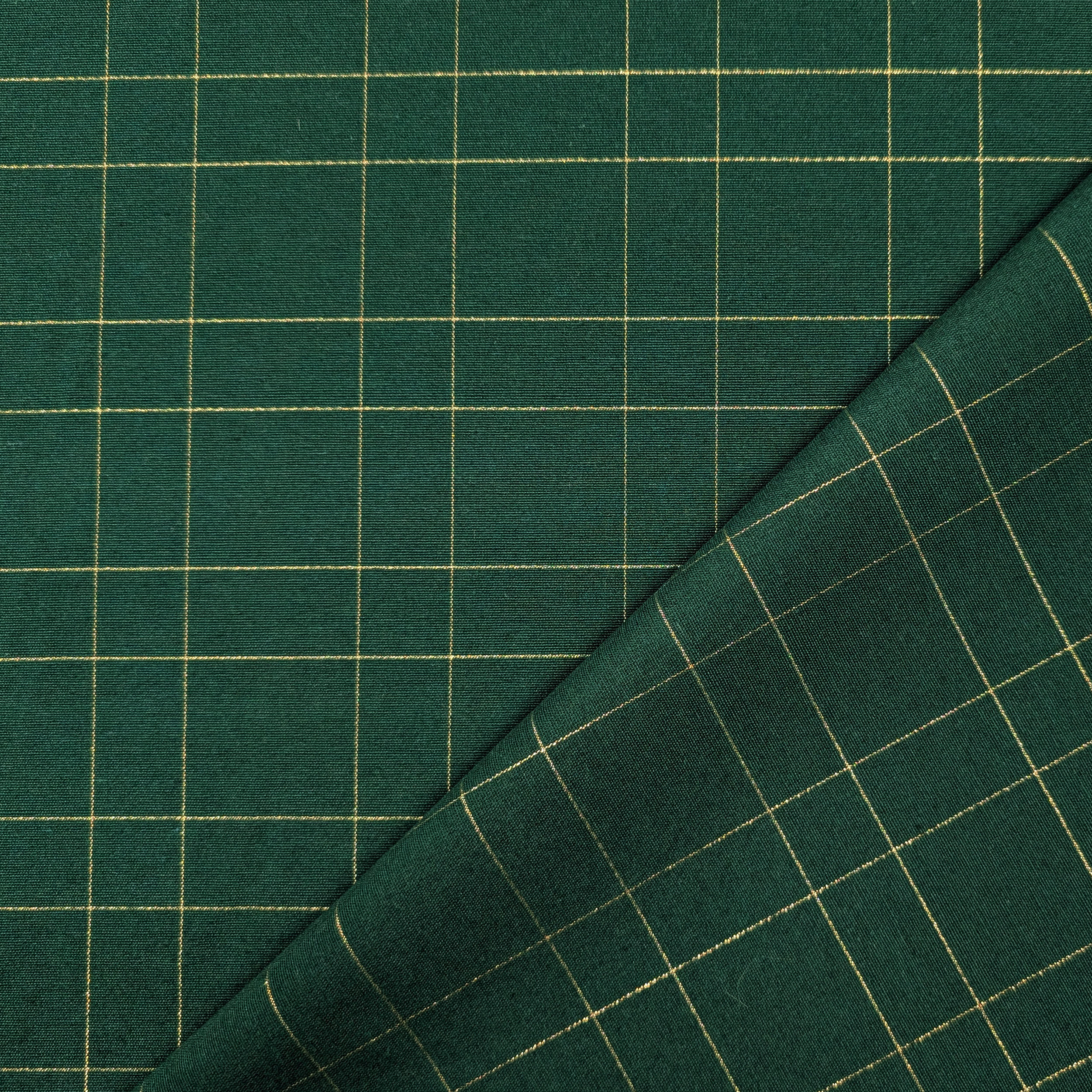Misto Cotone Natalizio Verde Righe Oro Lurex Image