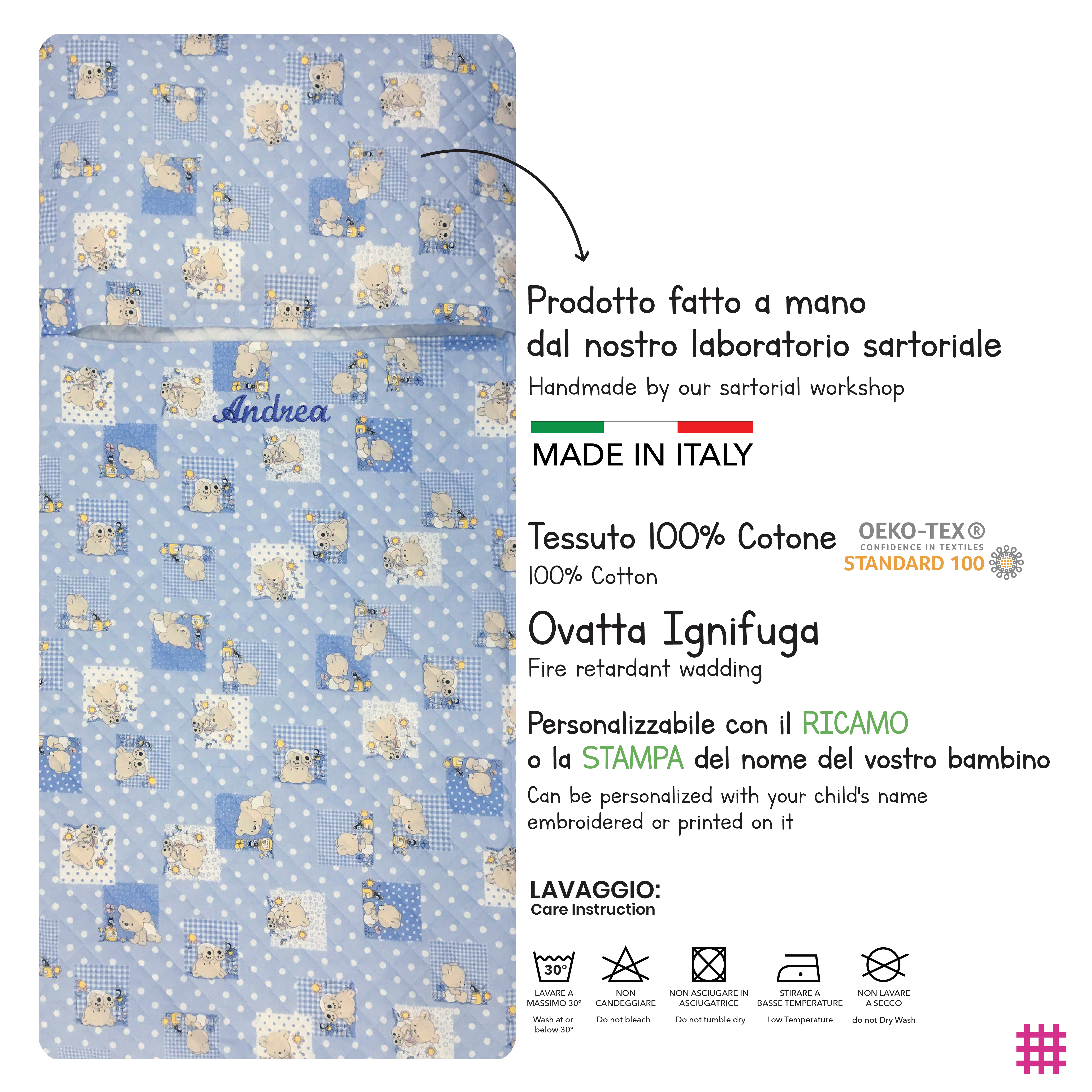 Sacco Nanna Orsetti e Api Azzurro Image