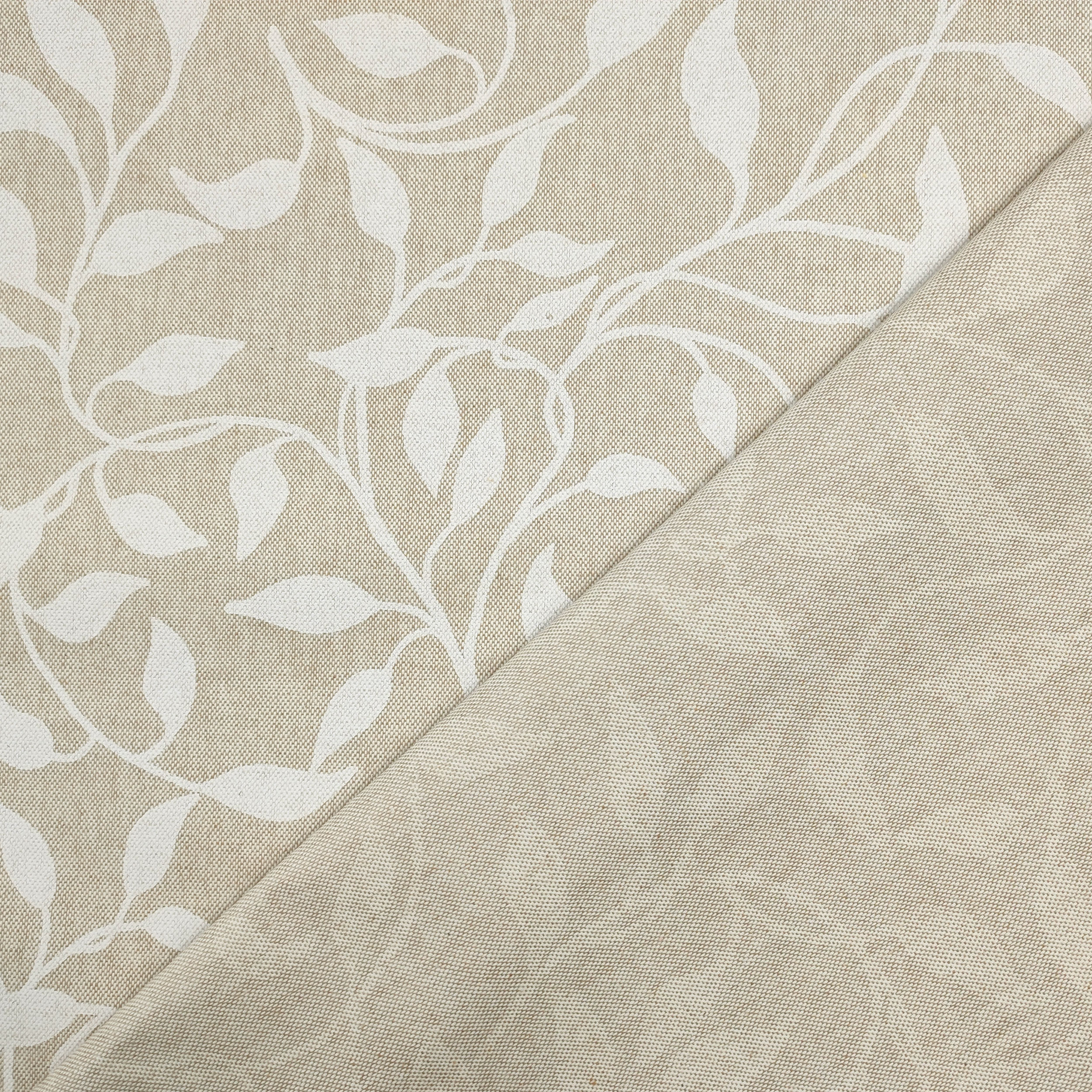 Tessuto per Tovaglia Cotone Foliage Bianco