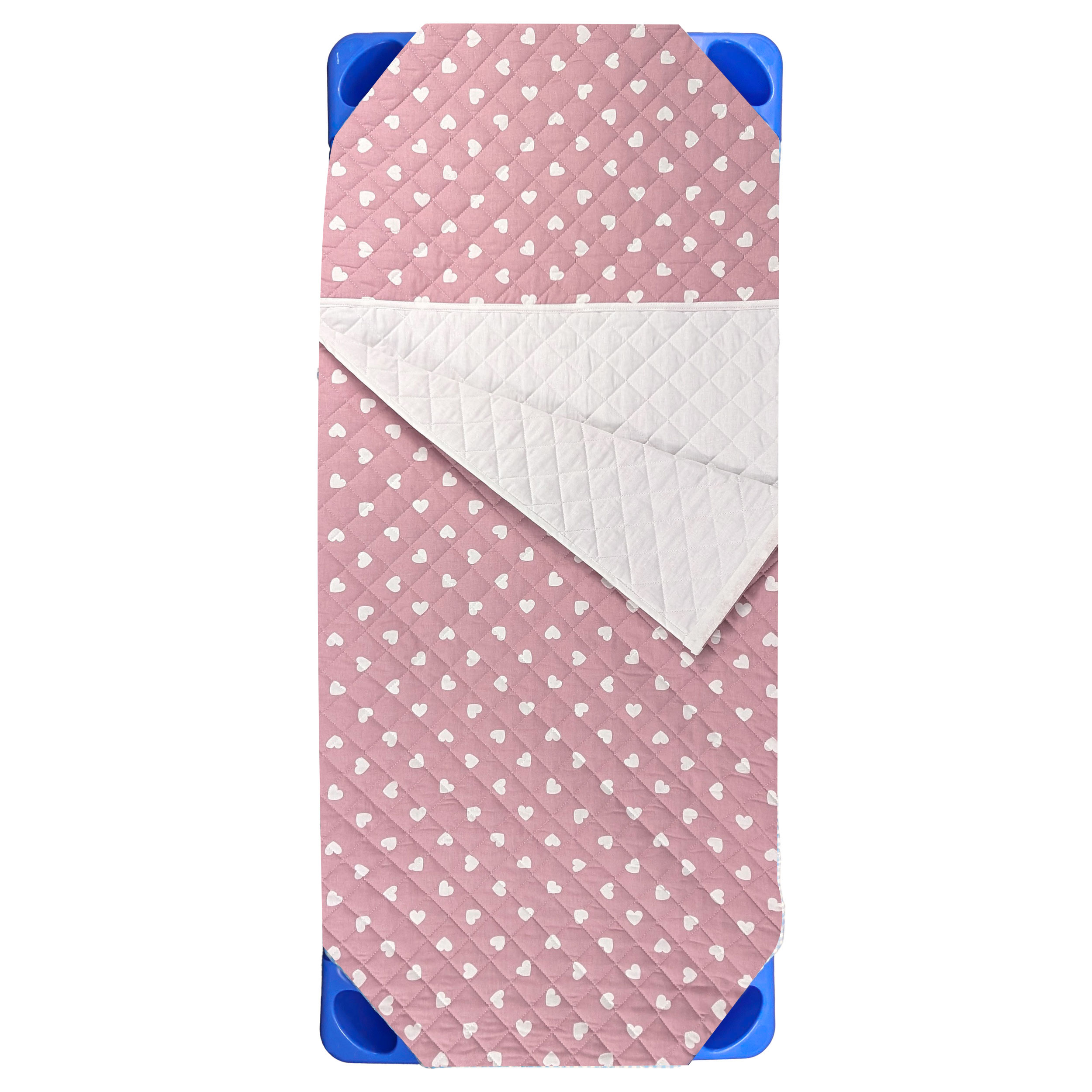Sacco Nanna Sagomato per Brandine Cuori Bianchi con Sfondo Rosa Antico Image