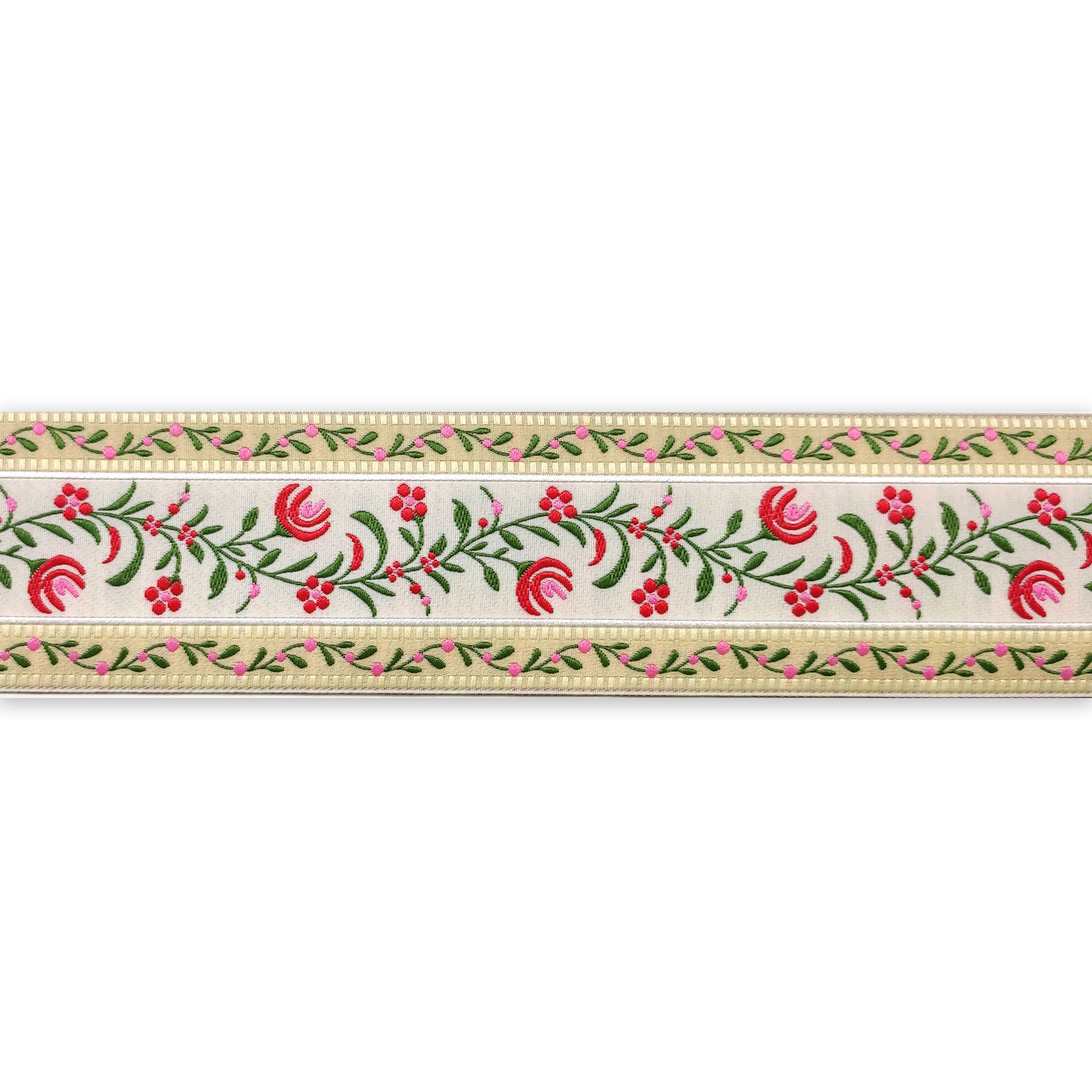 Passamaneria Prym Fantasia Fiori Ricamati Rosso