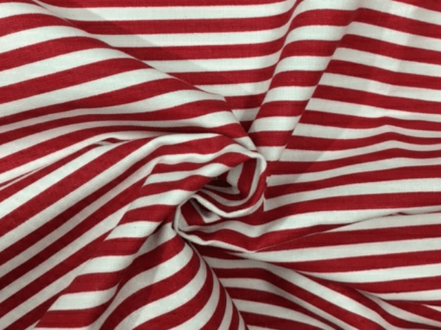 Tessuto cotone rigato rosso