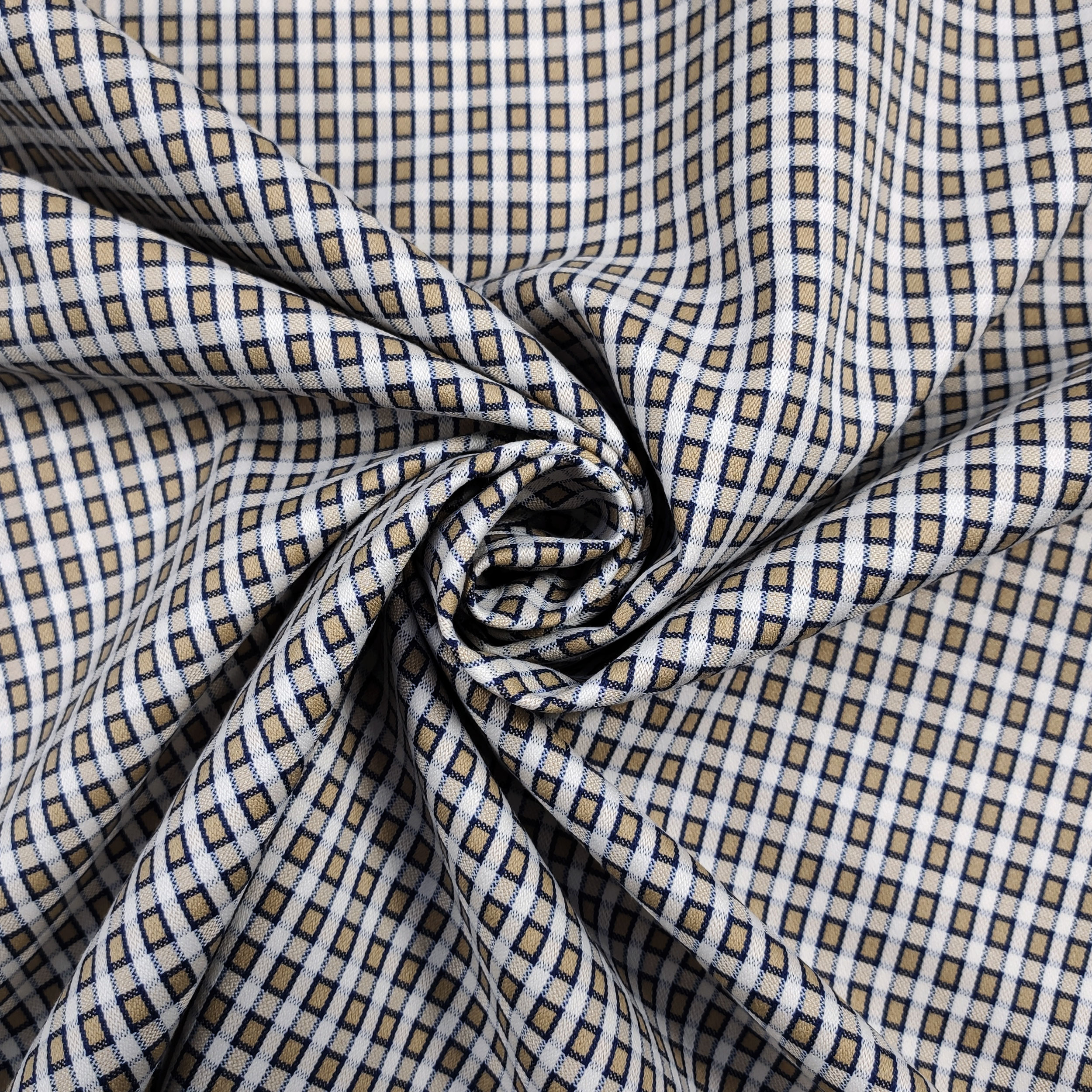 Tessuto Elasticizzato Quadretto Beige