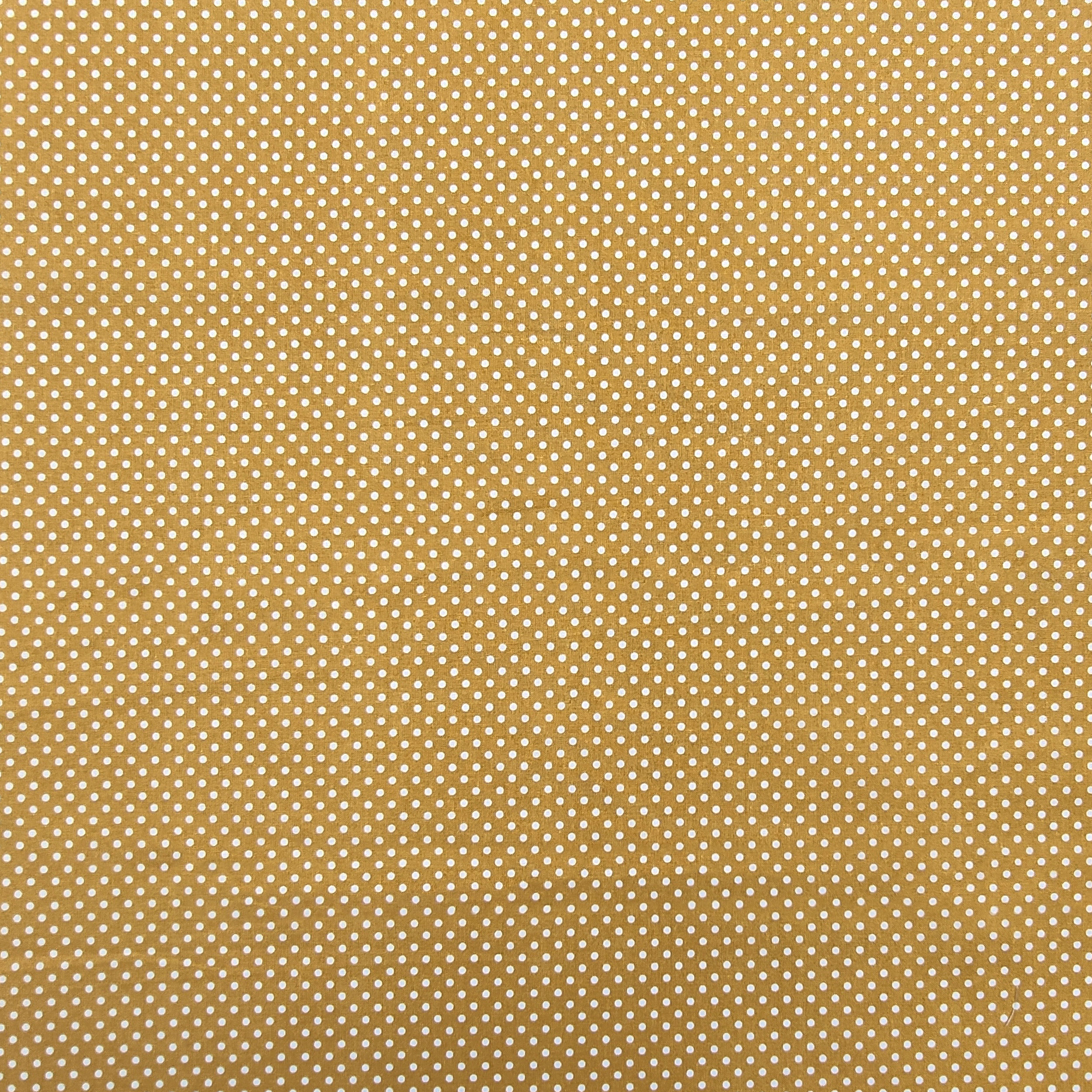 Tessuto Cotone Senape Pois Bianchi Image