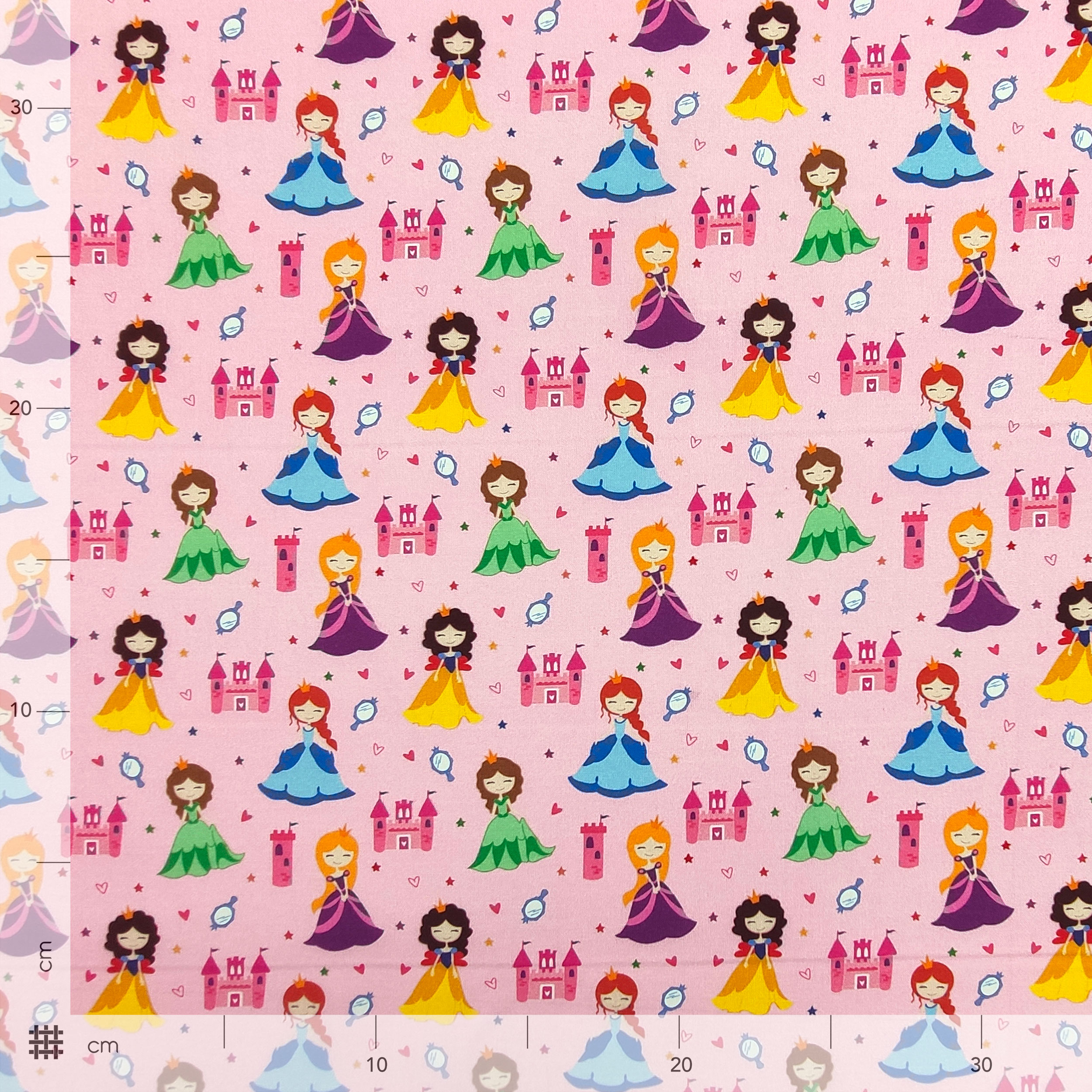 Tessuto Cotone Principesse Piccole Sfondo Rosa Image