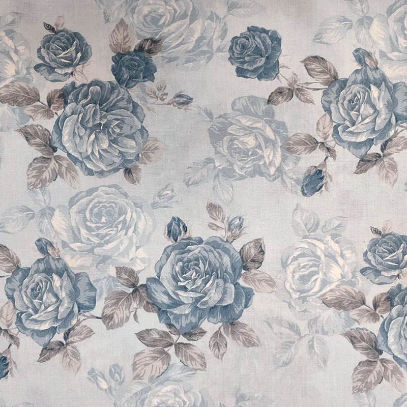 Tessuto cotone rose azzurre