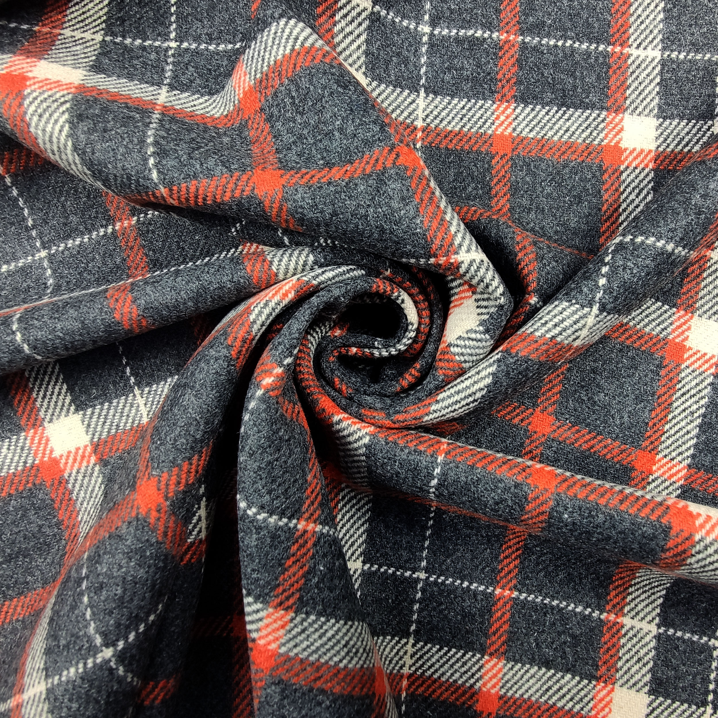 Scampolo Tartan Arancio Bianco Misto Lana