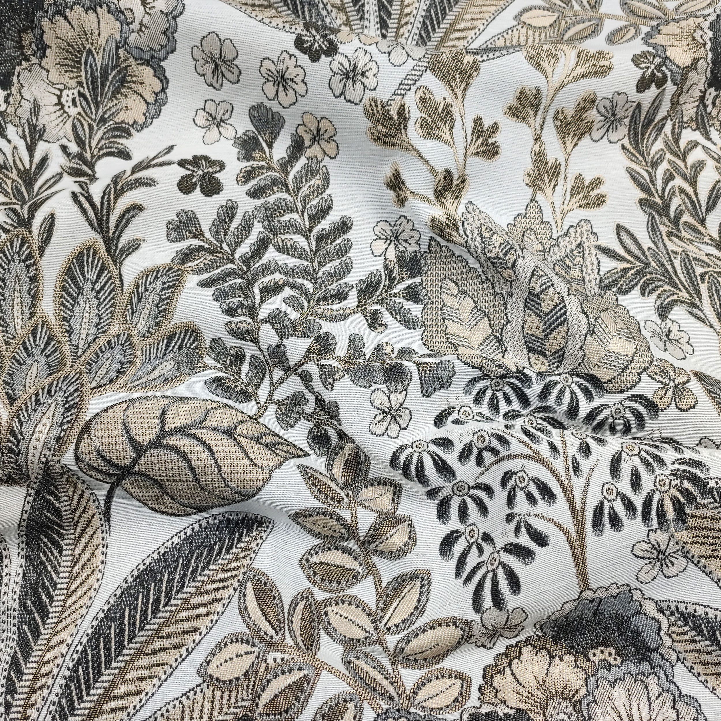 Tessuto Jacquard Floreale Toni Neutri