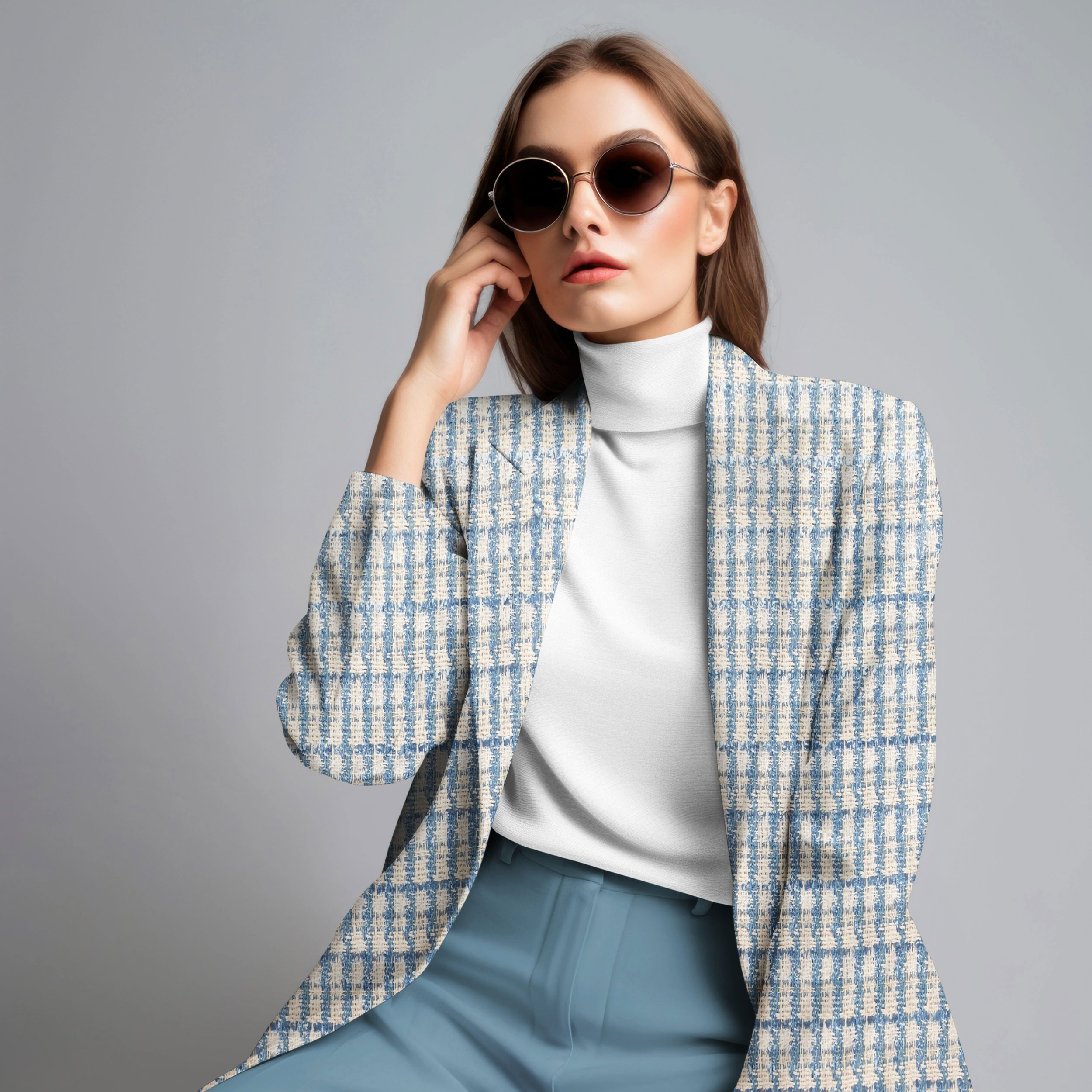 Tweed Alta Moda Azzurro Bianco Lurex