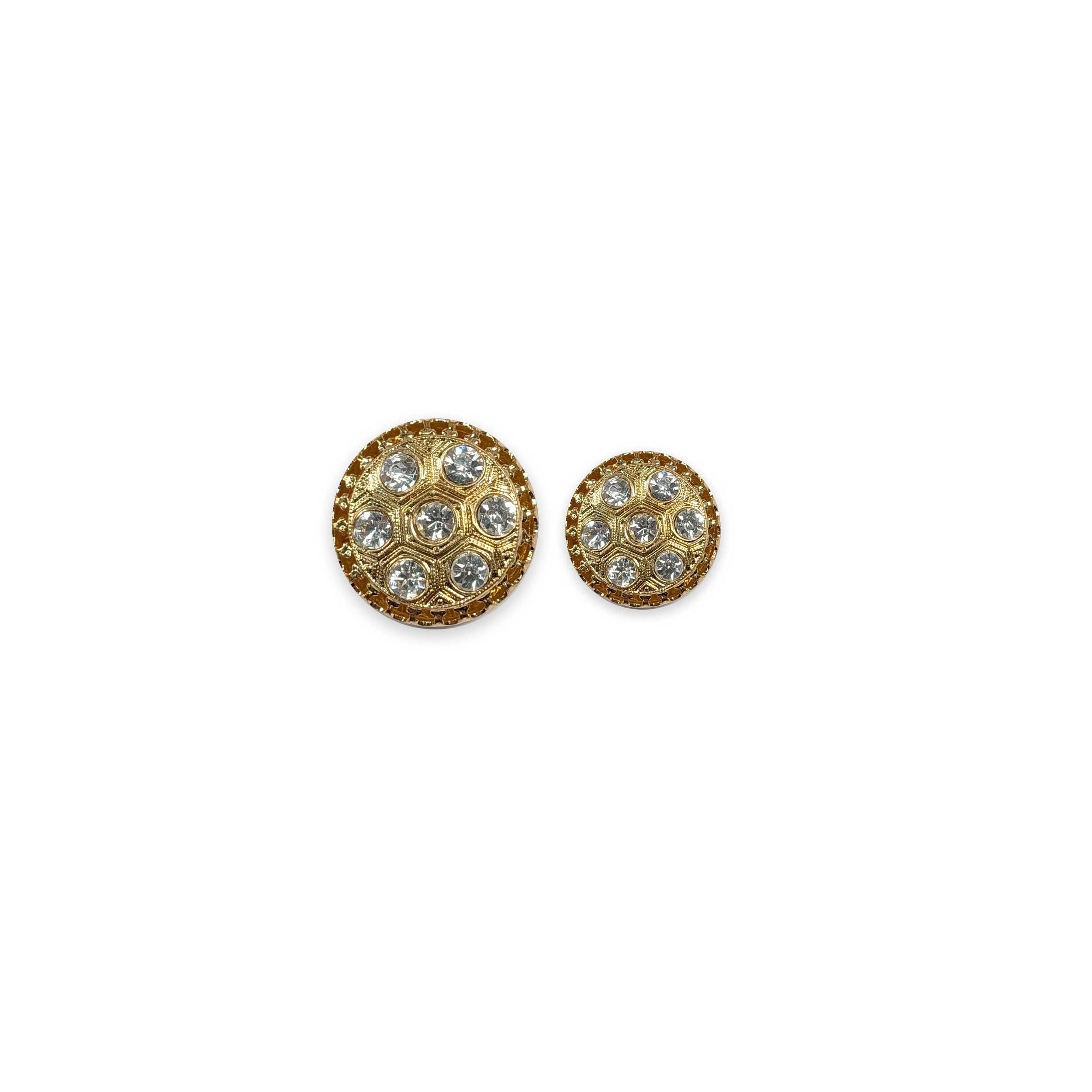 Bottone Gioiello Oro Fiore Petali con Strass Image