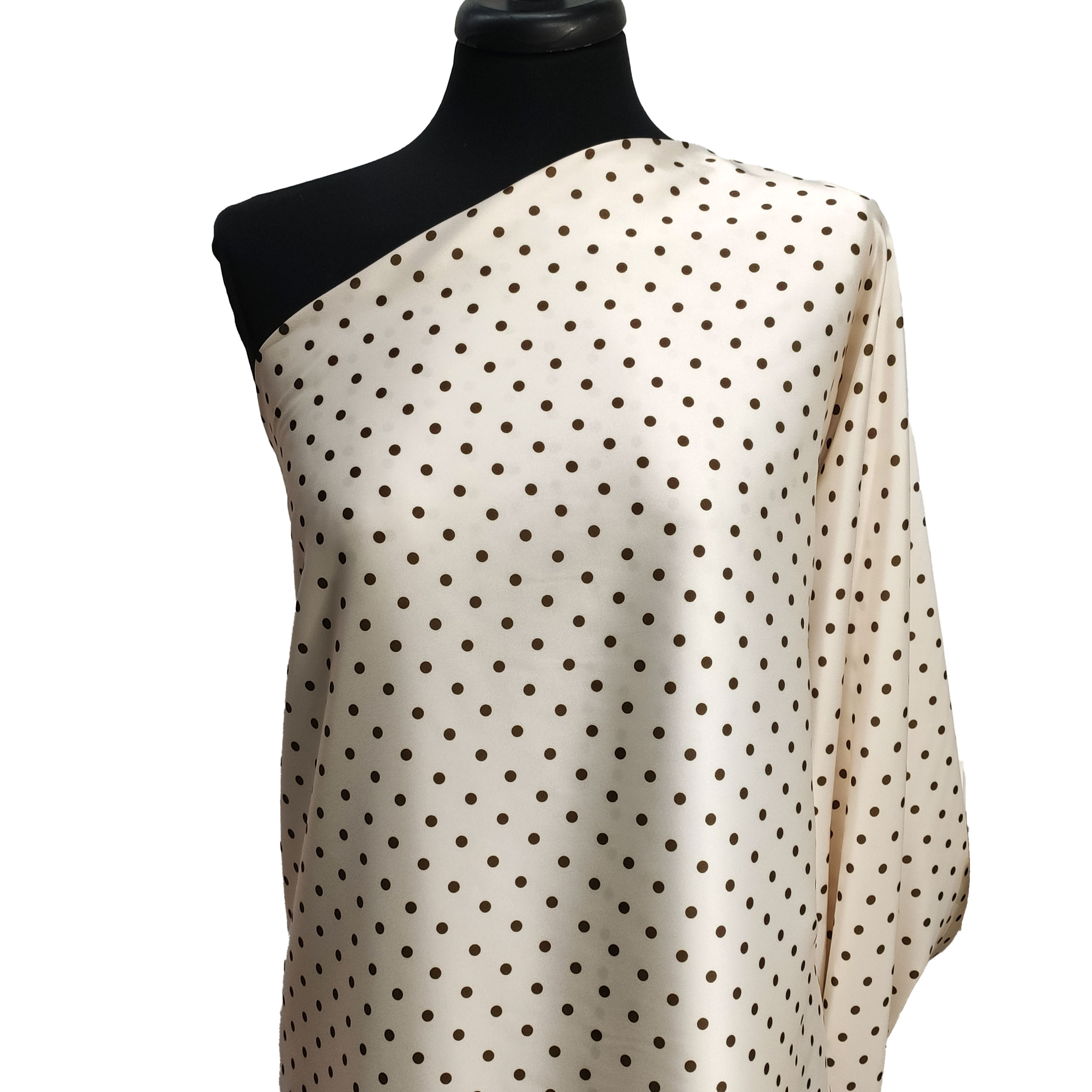 Rasetto Elasticizzato Setato Alta Moda Pois Sfondo Panna