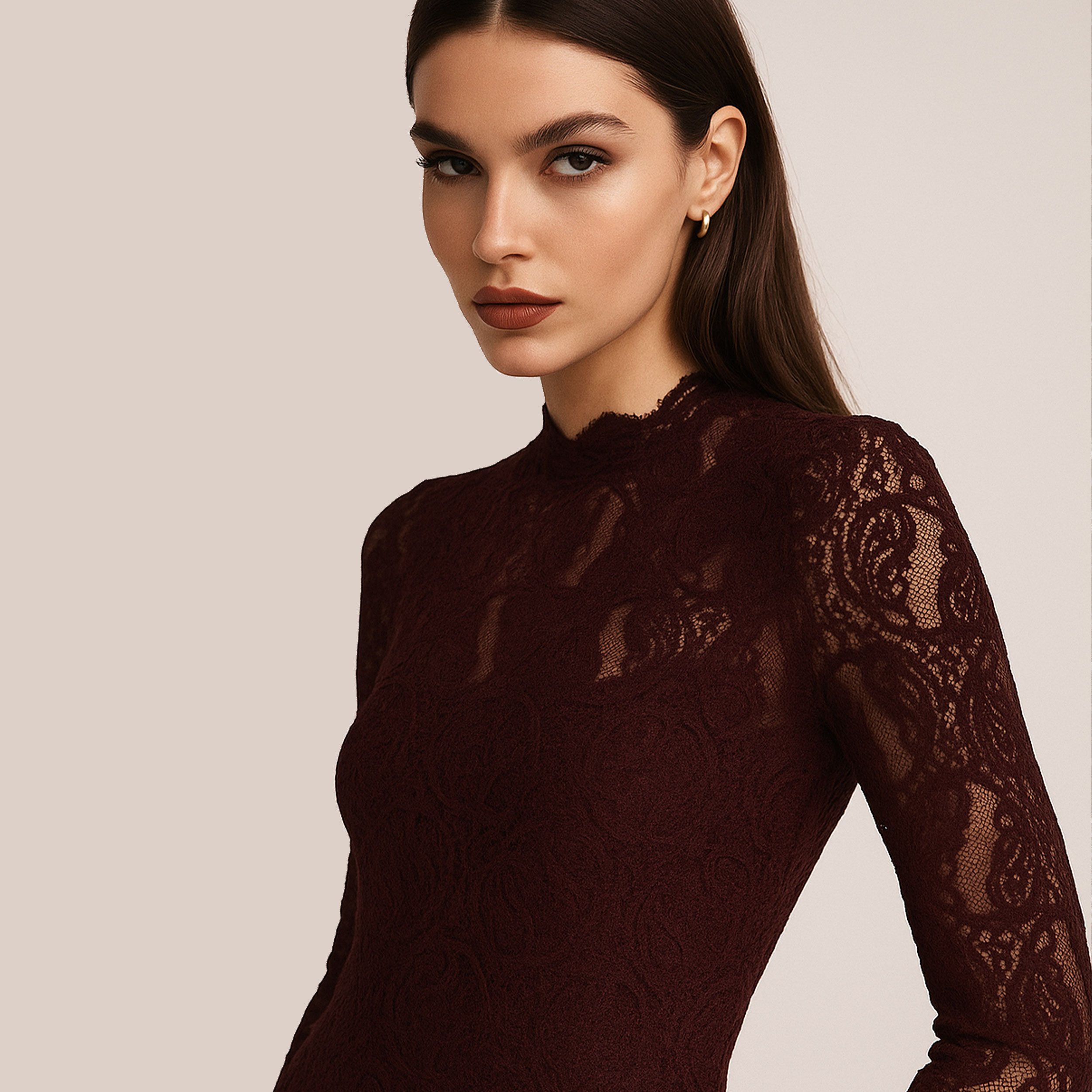 Pizzo Doppio Bordo Bielastico Bordeaux Image