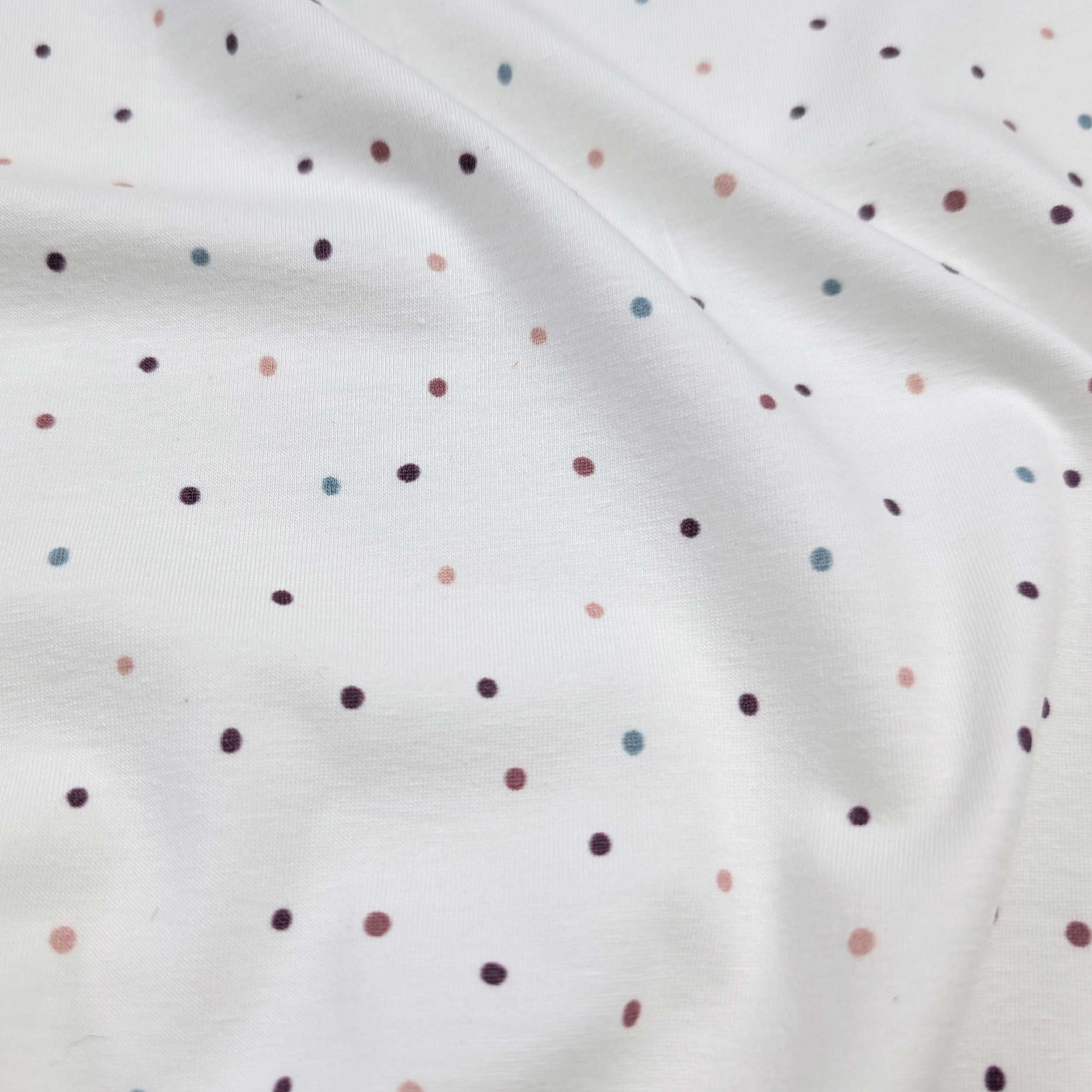 Jersey Cotone Bianco Mini Pois Colorati Image