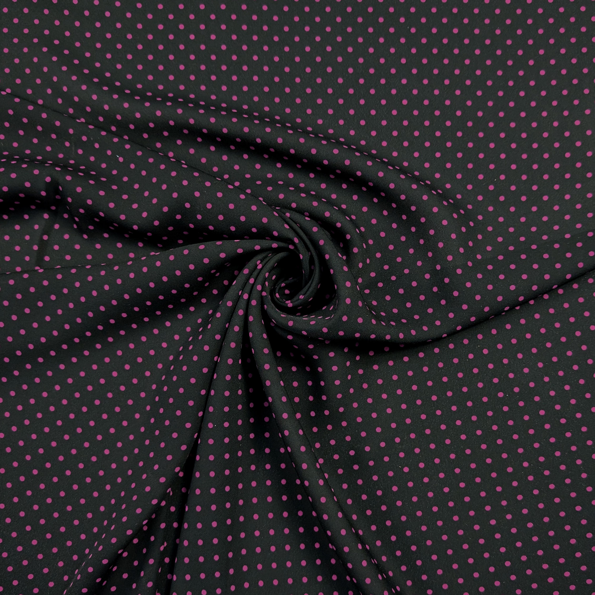 Georgette Nero con Pois Fuxia Image