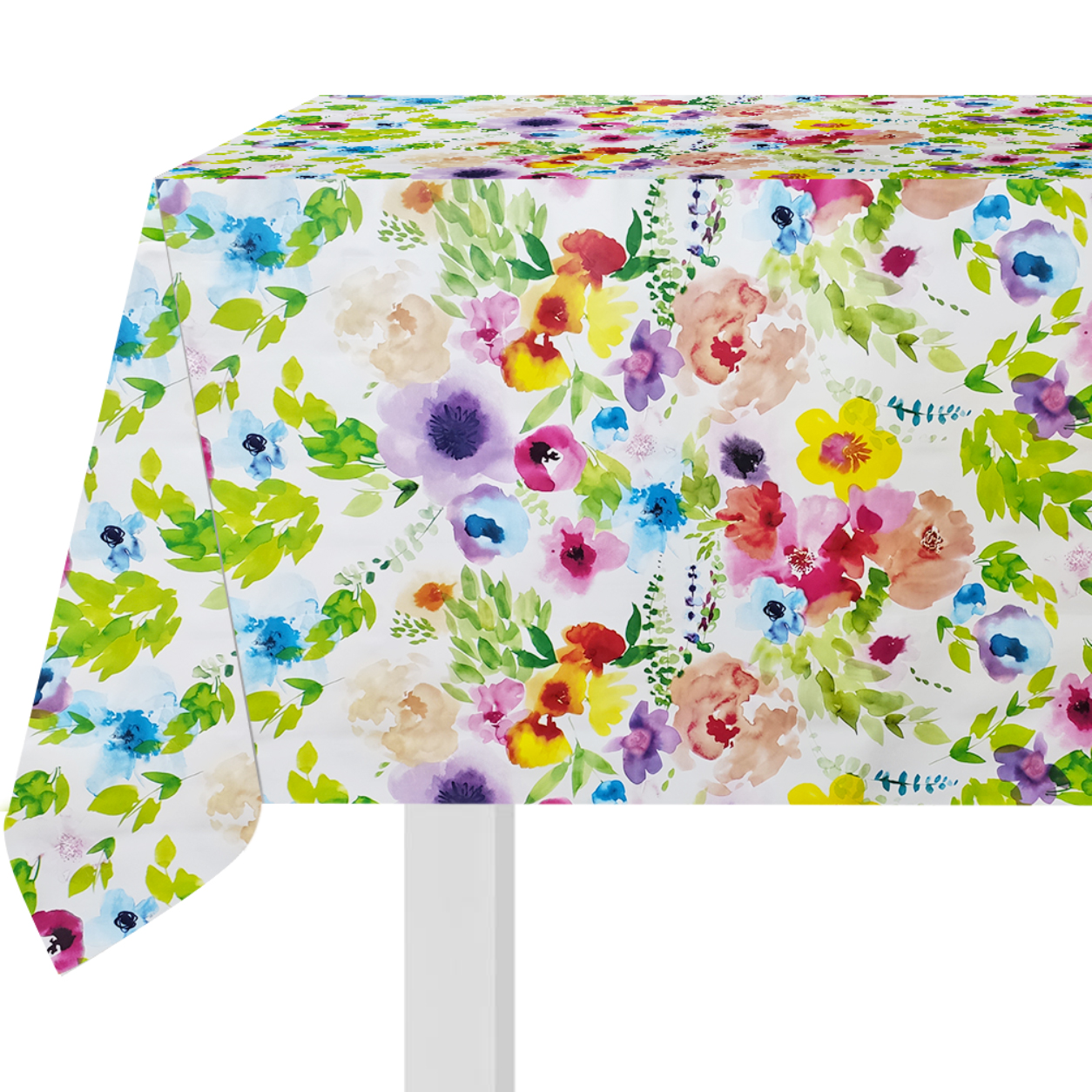 Ritaglio Tovaglia Plastificata Fiori Dipinti 120x140 cm Image