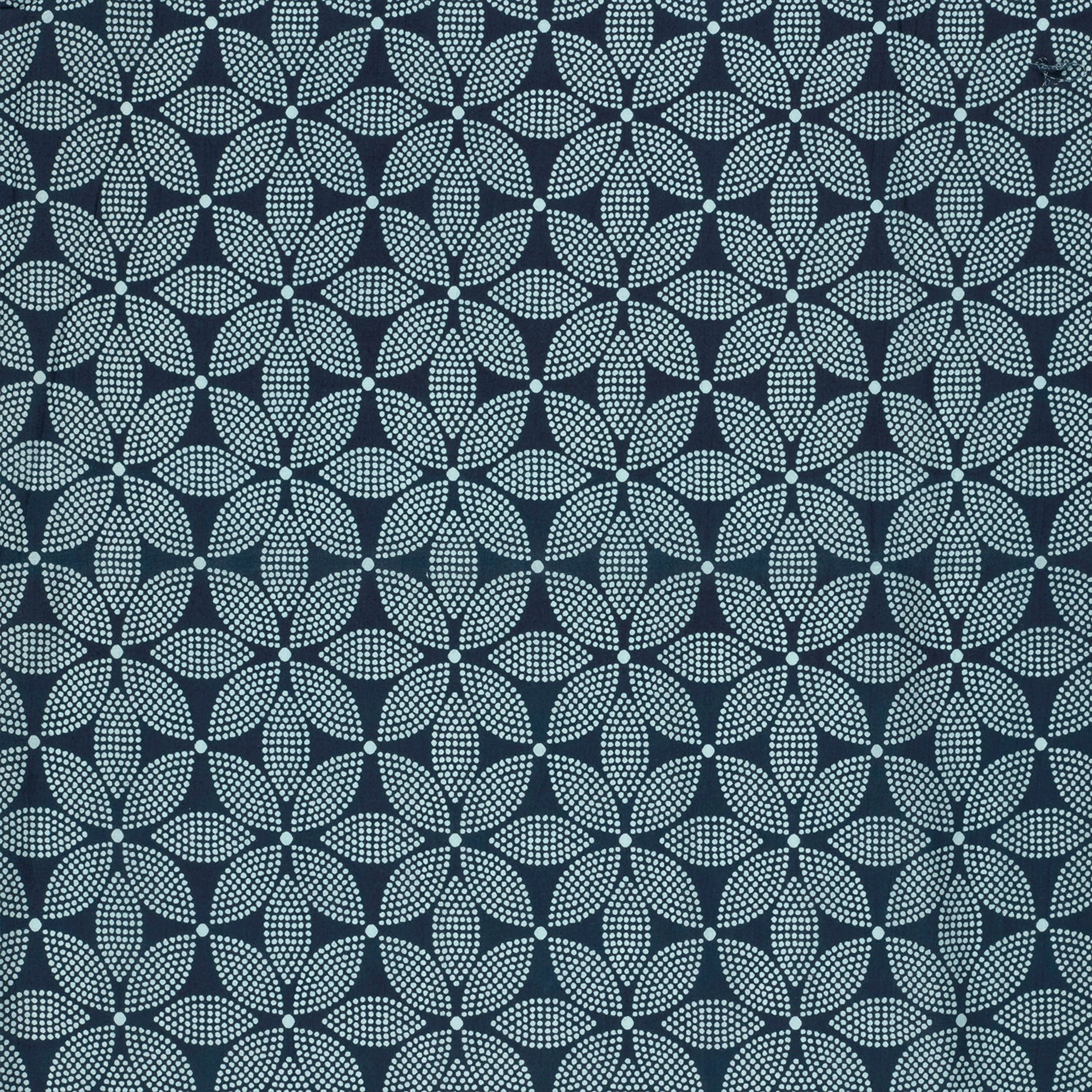 Ritaglio Cotone Fantasia Fiori Batik Blu 110x145 cm Image