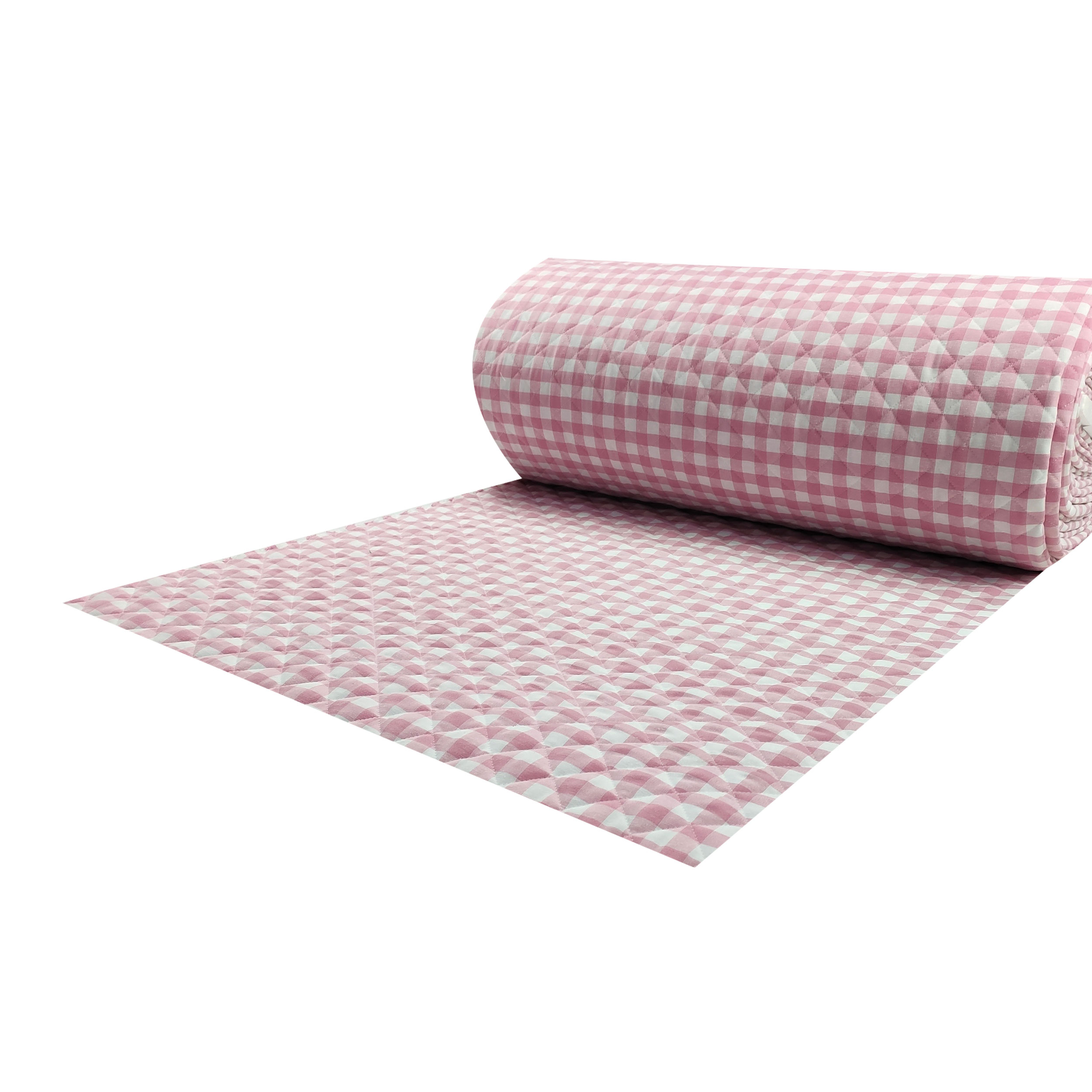 Tessuto Trapuntato Quadretti Rosa