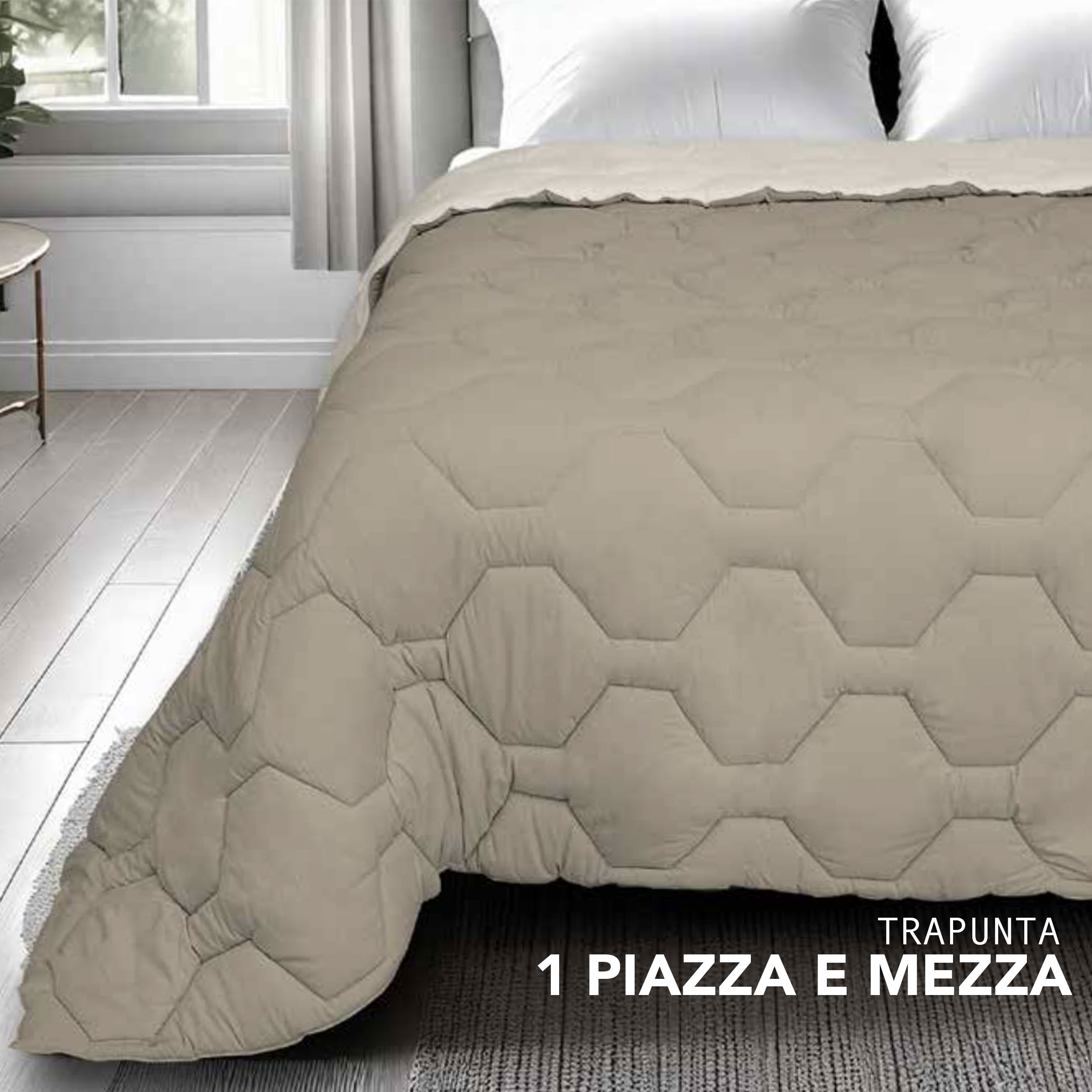Trapuntato Piazza e Mezza Pesante Bicolore Tortora Image