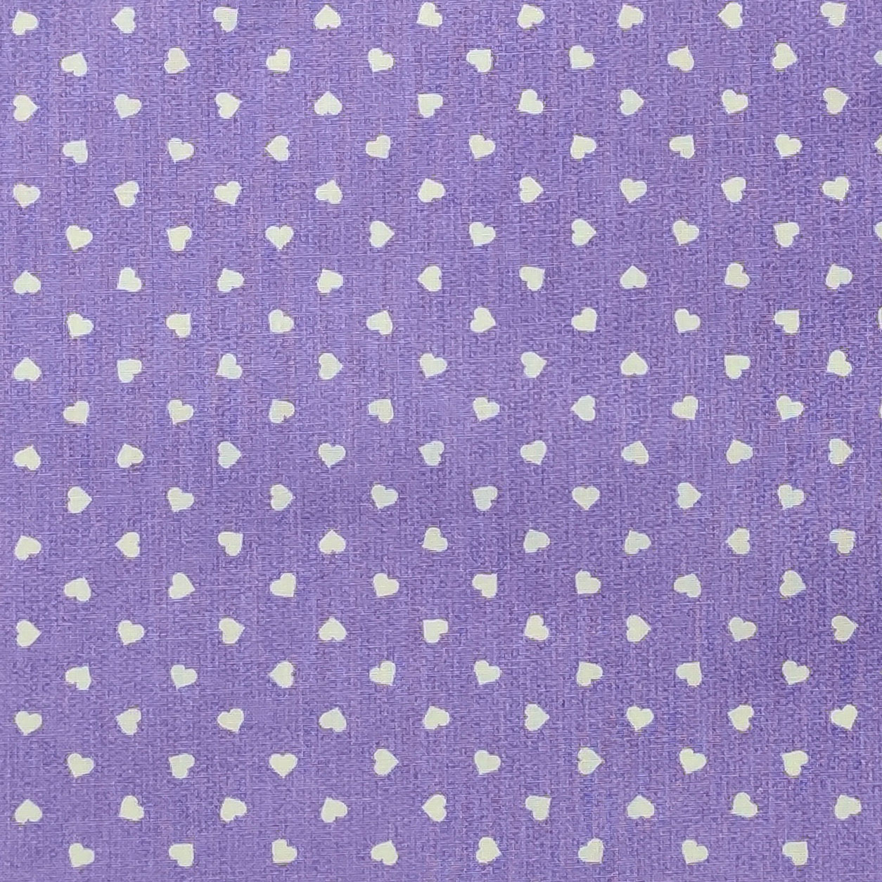 Tessuto cotone percallino cuori bianchi sfondo viola